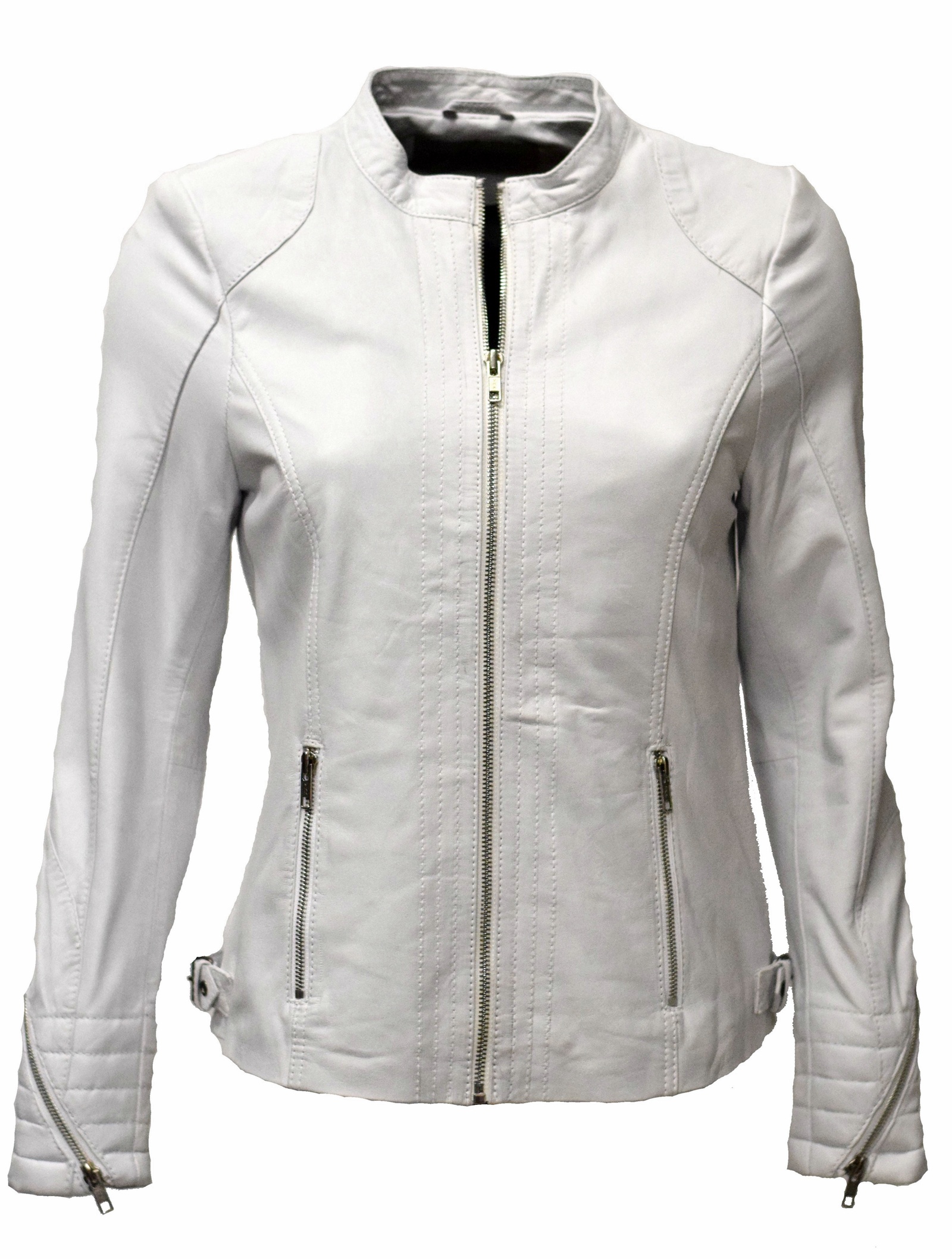 Damen Lederjacke Tina washed Weiss