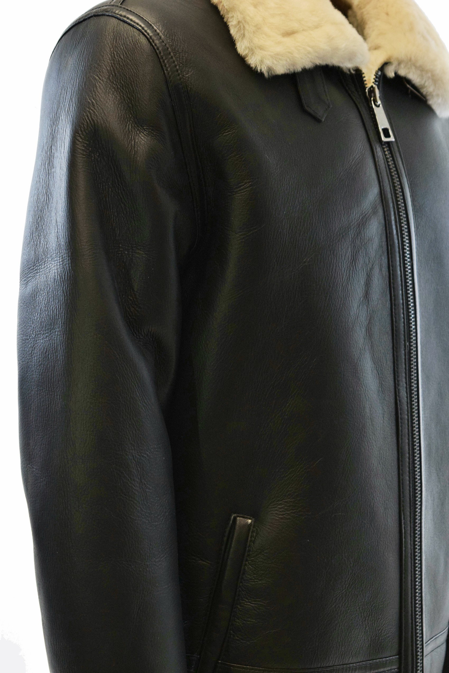 Herren Lammfelljacke Bomber Toni in Schwarz