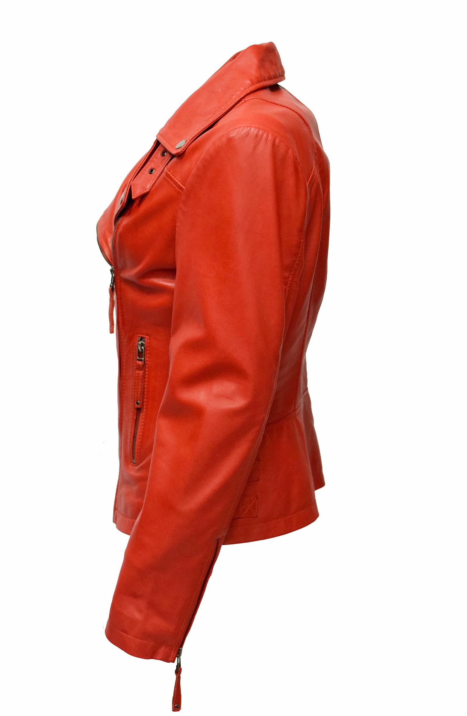 Damen Lederjacke Mala in washed Rot