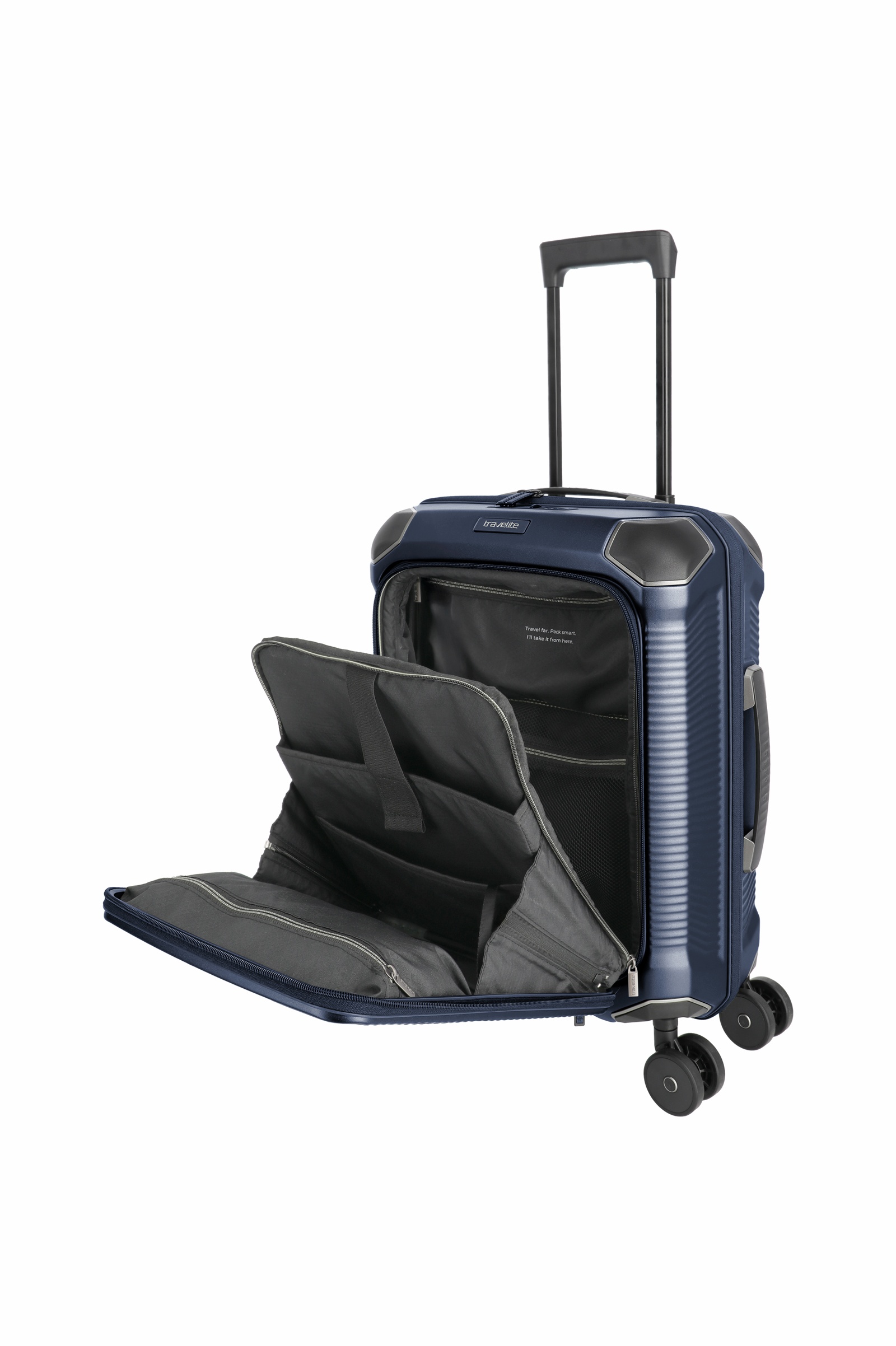 Travelite Koffer Trolley Millenium Vortasche 55 cm S+ 4 Rollen Navy