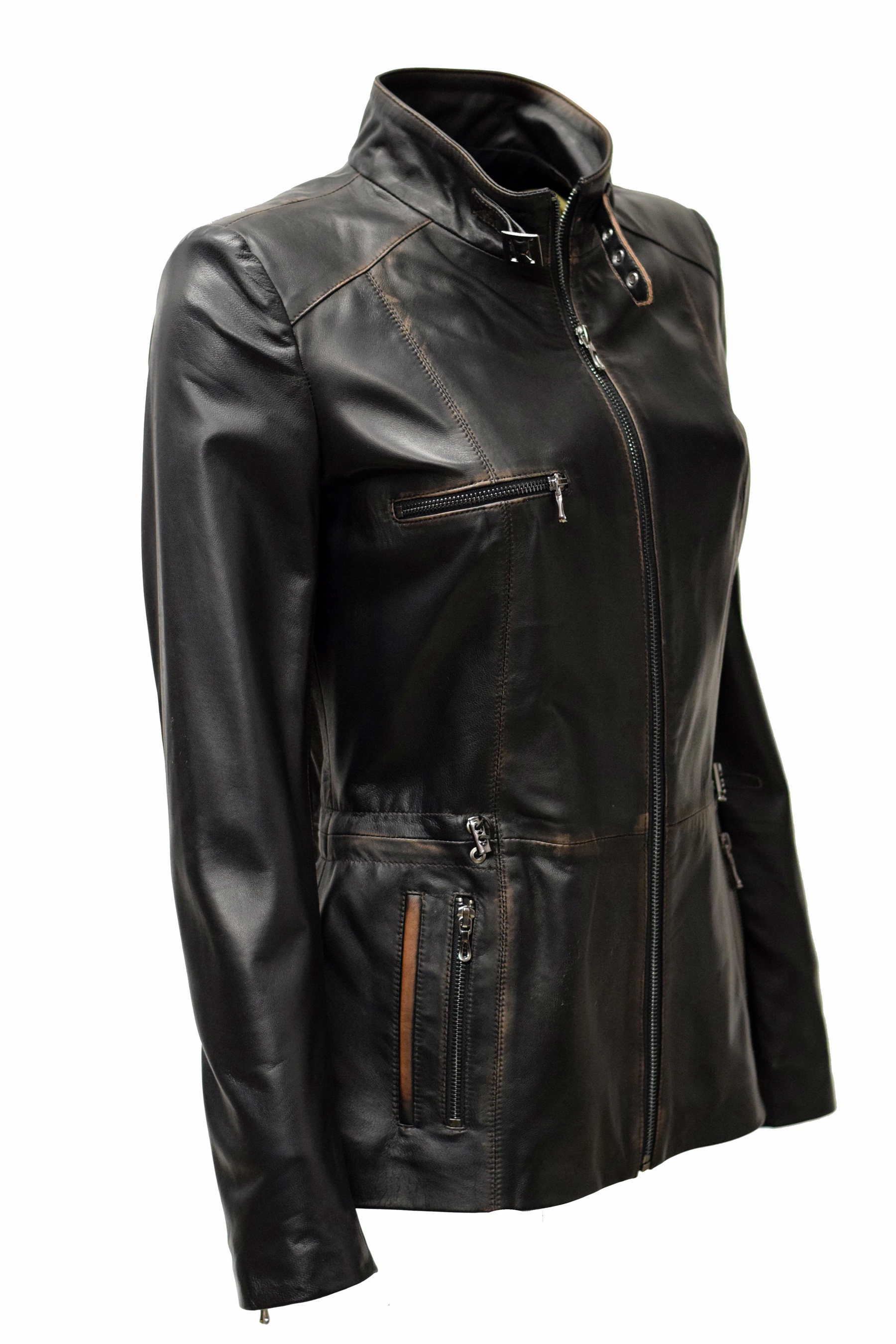 Damen Lederjacke Ressi in alligator Fine Schwarz