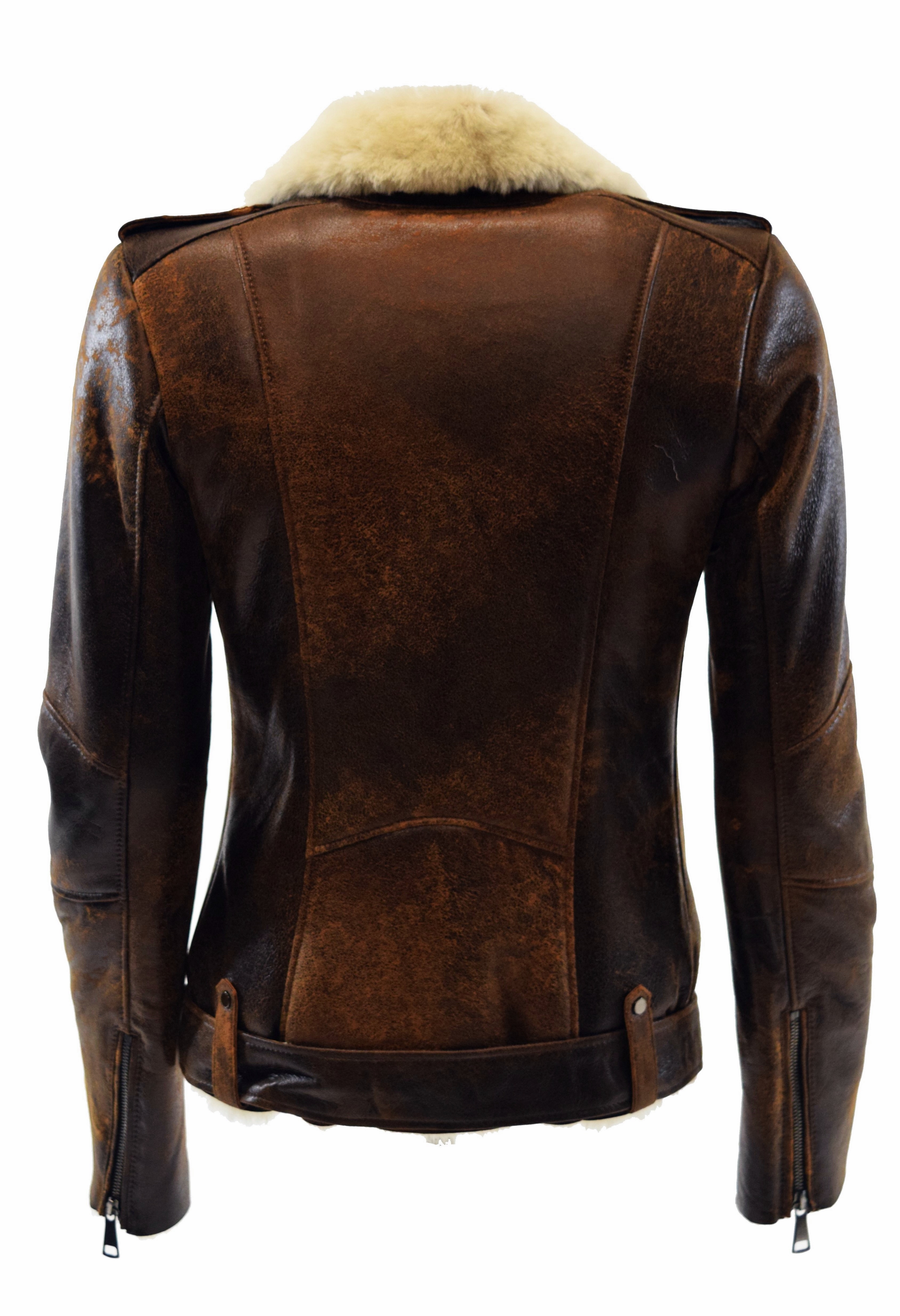 Damen Lammfelljacke Carla Shearling retro Whiskey Braun