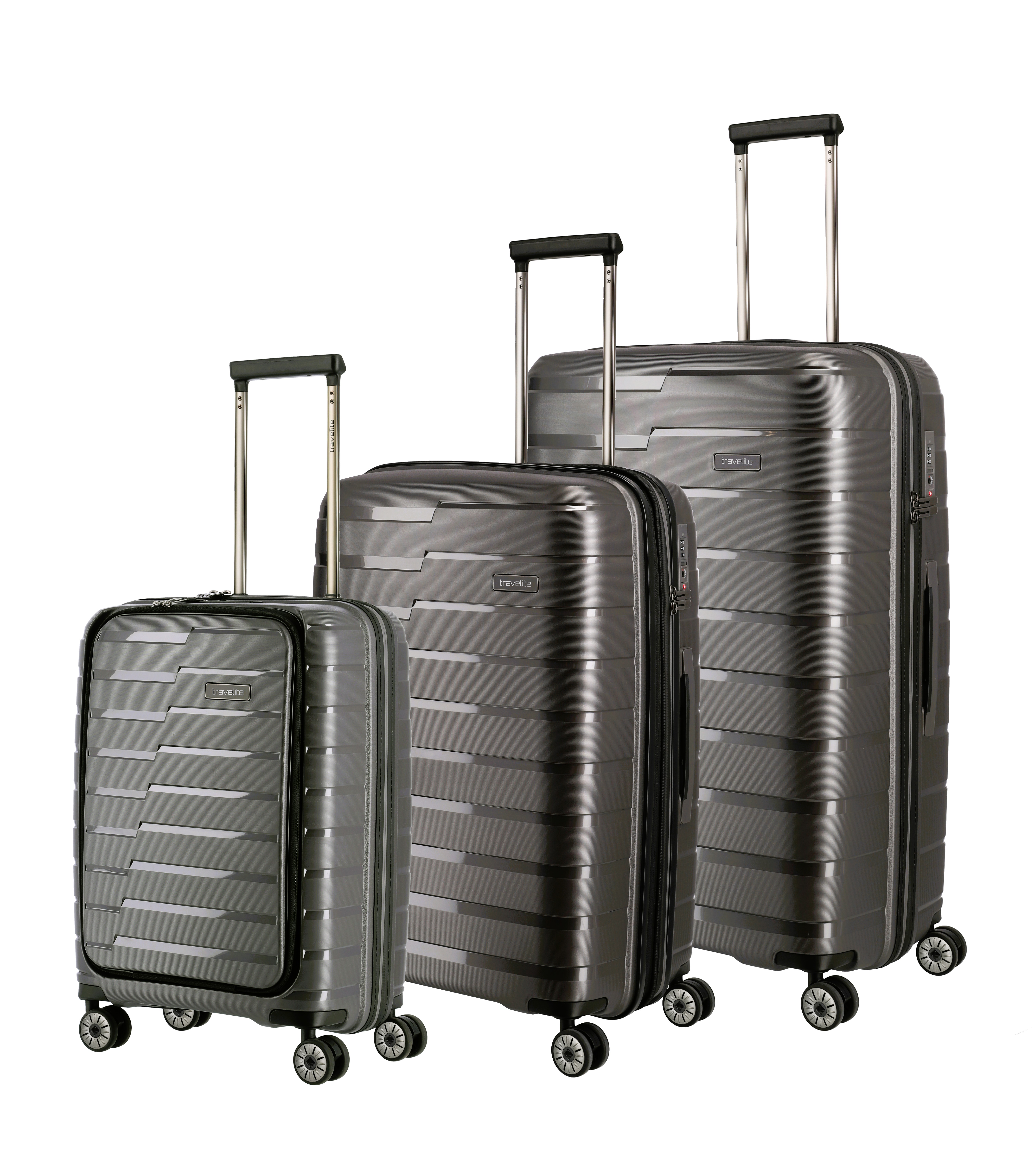Travelite 3tlg Set Air Base 4 Rollen Trolley Vortasche Anthrazit