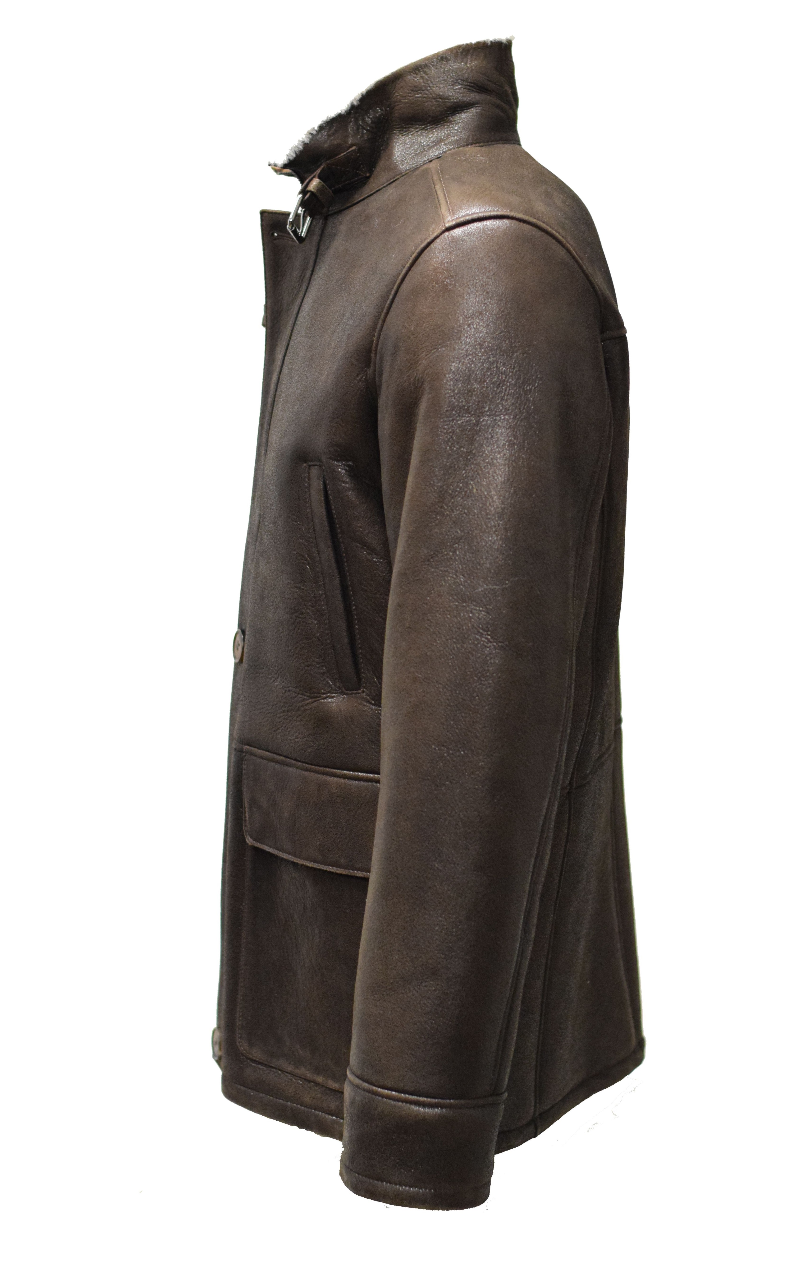 Herren Long Lammfelljacke Gobin in Marrone Braun