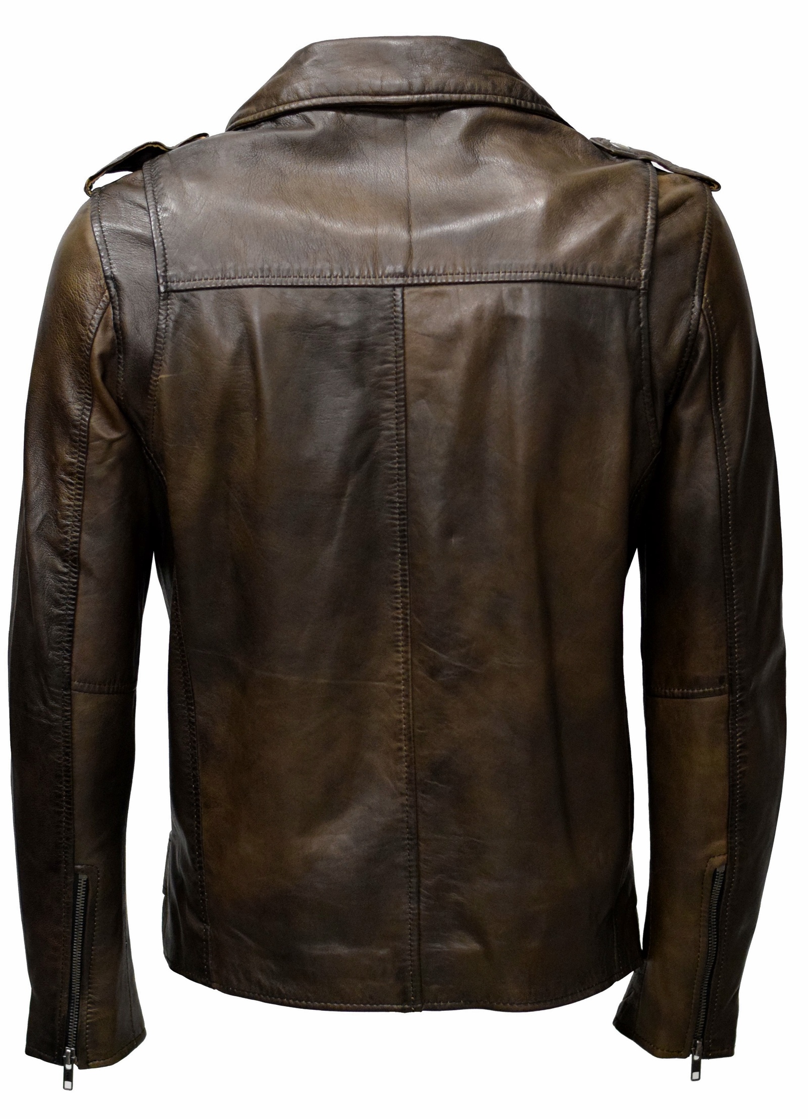 Herren Biker Lederjacke Marcel in vintage Moccabraun