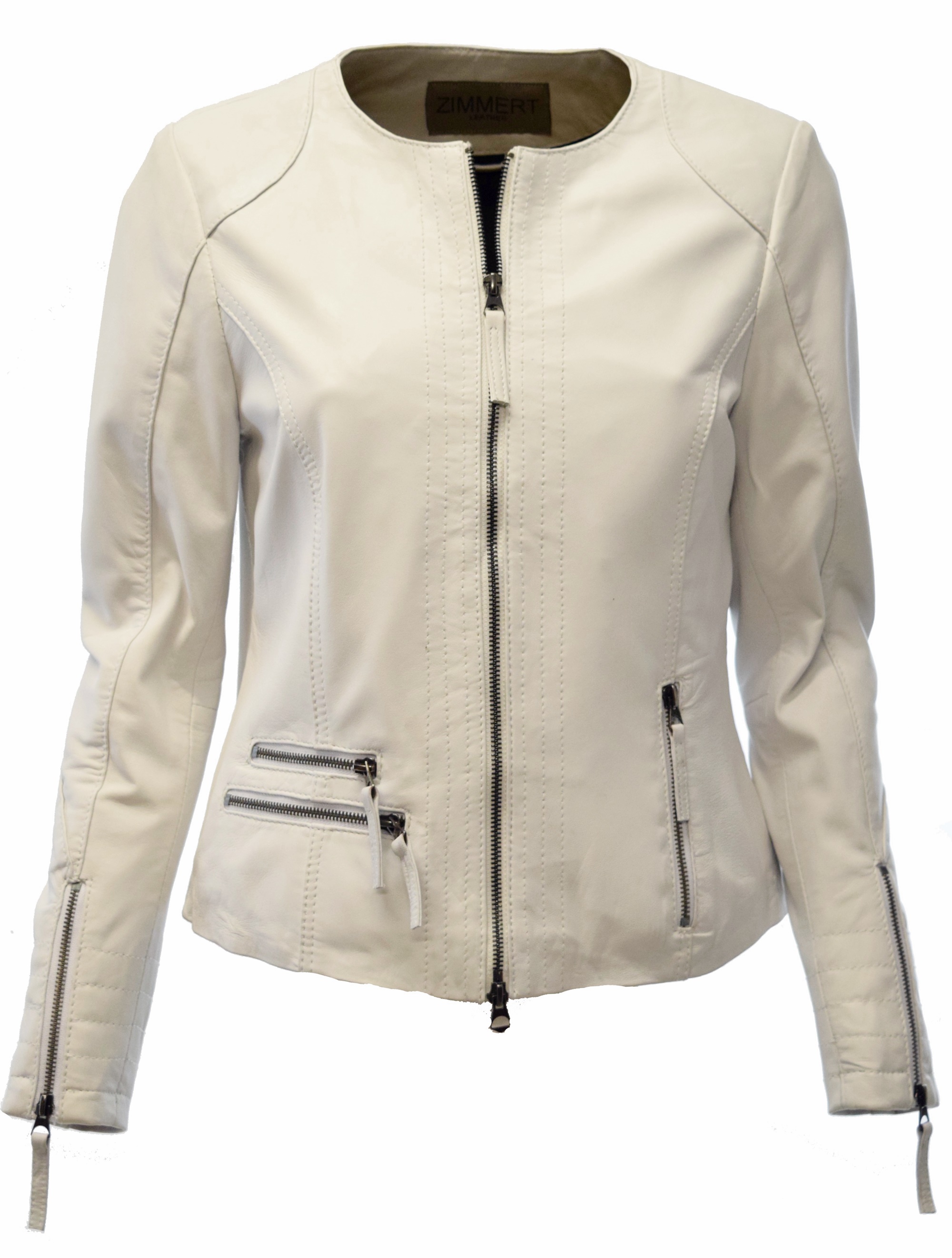 Damen Lederjacke Ena washed Weiss