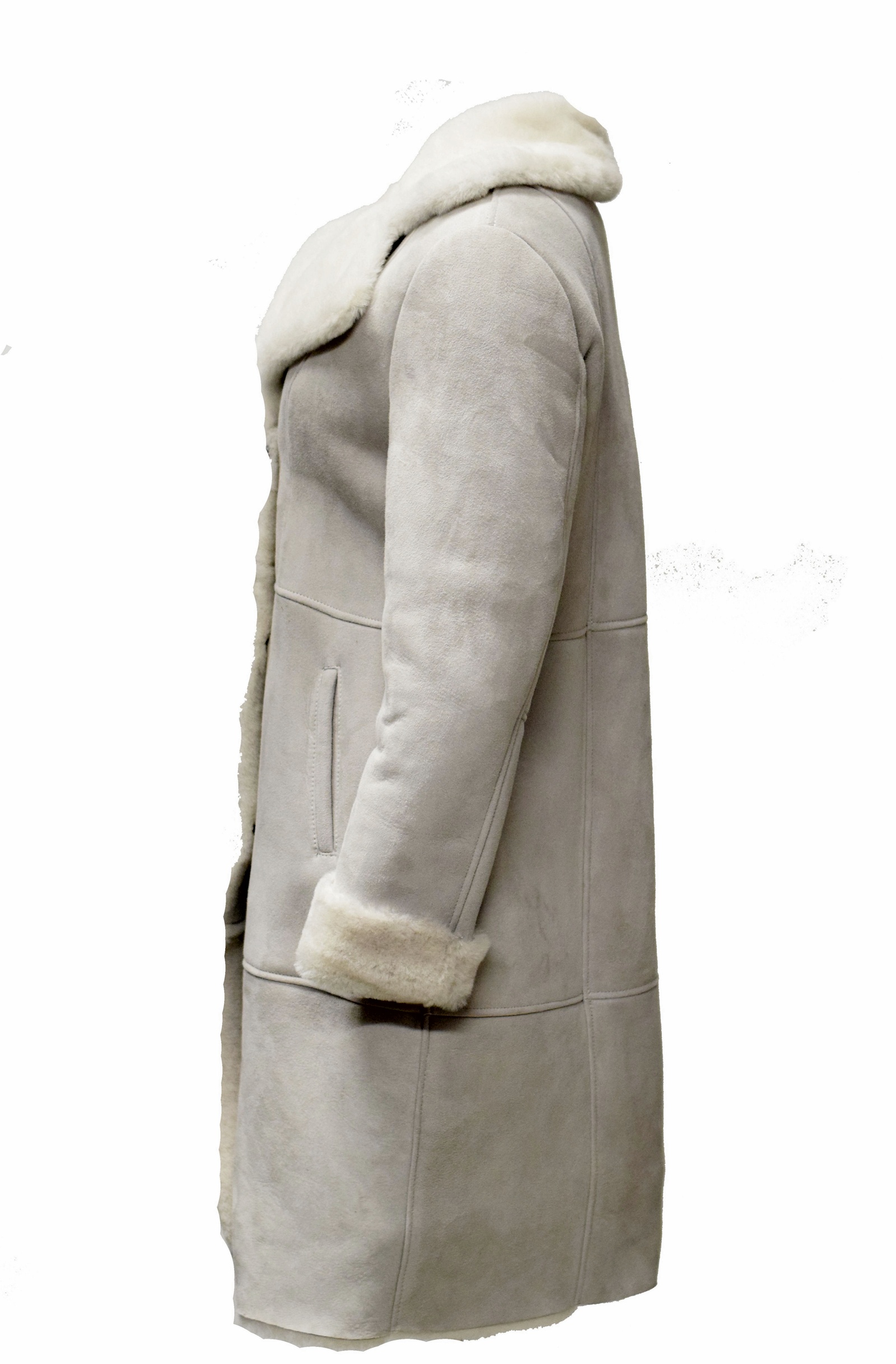 Damen Lammfellmantel Marie in Velour Hellgrau
