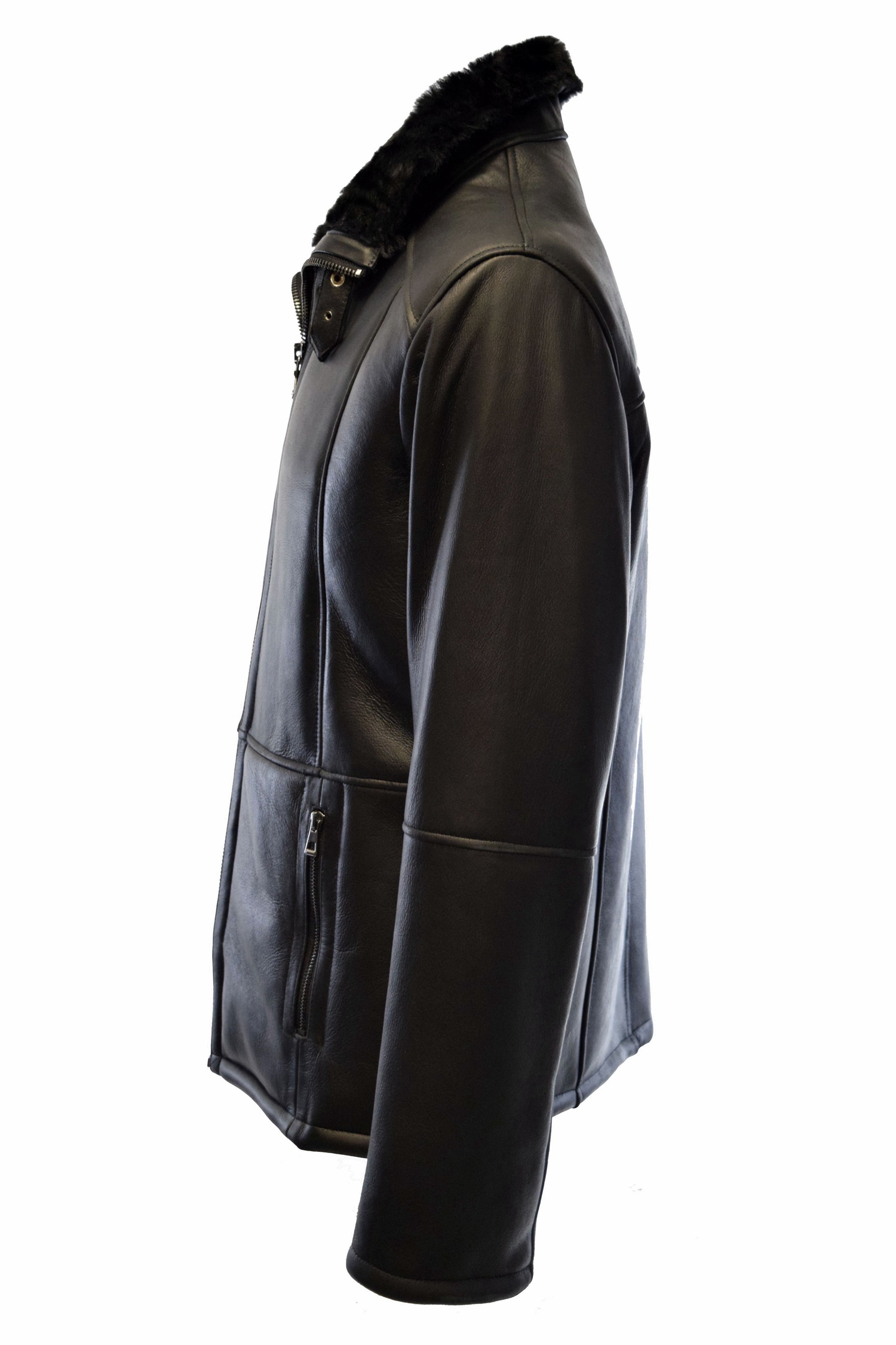 Herren Lammfelljacke Nellson in Schwarz