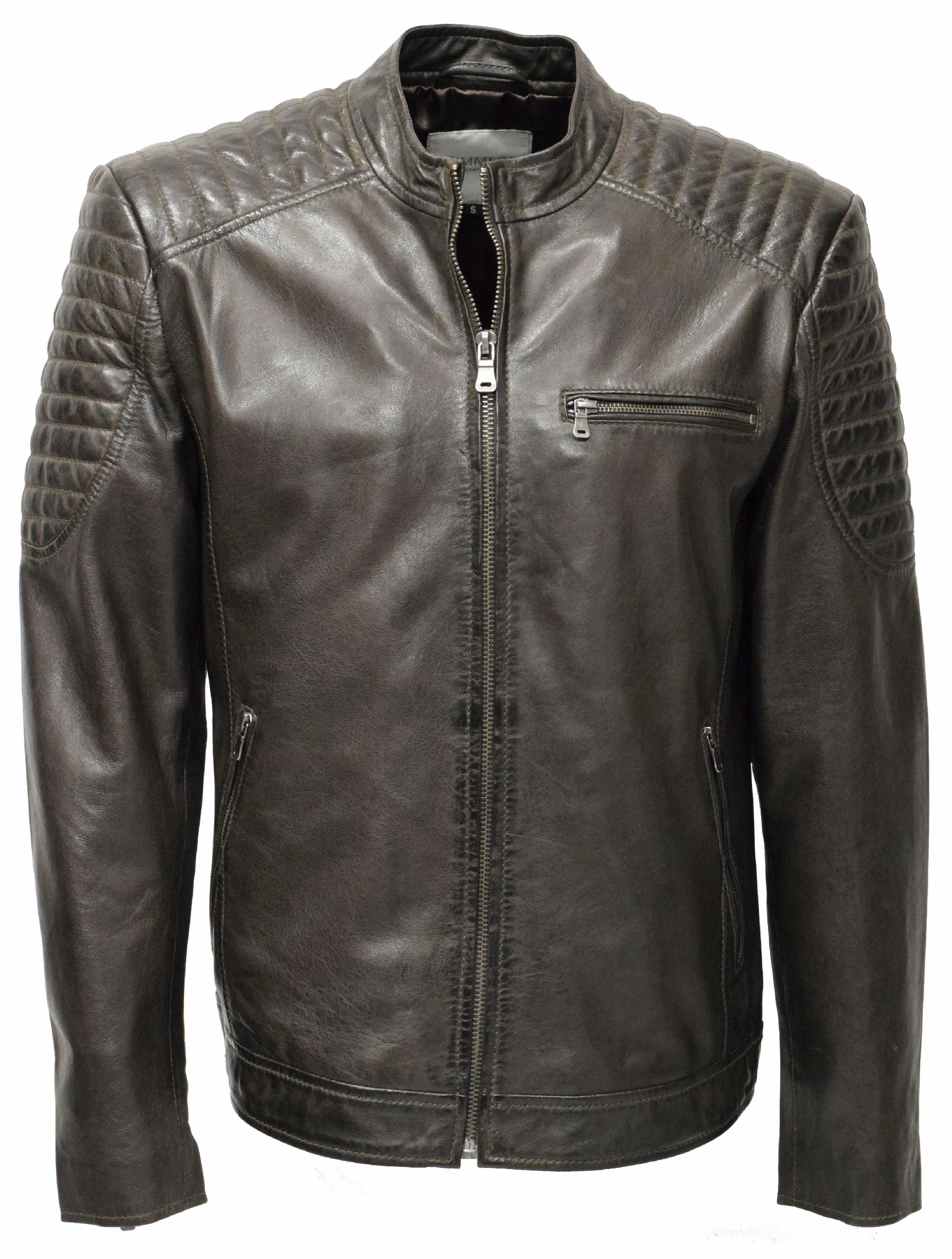 Herren Lederjacke Fiete gesteppt in washed Schwarzbraun
