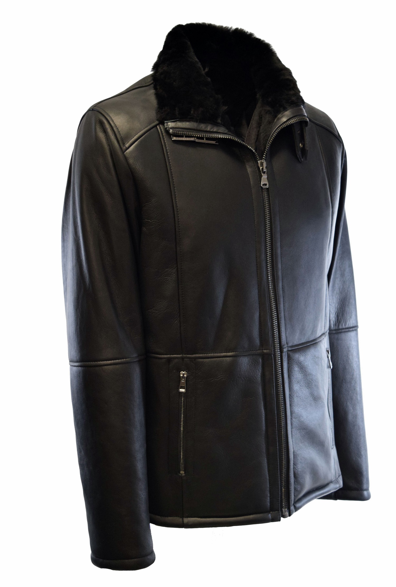 Herren Lammfelljacke Nellson in Schwarz