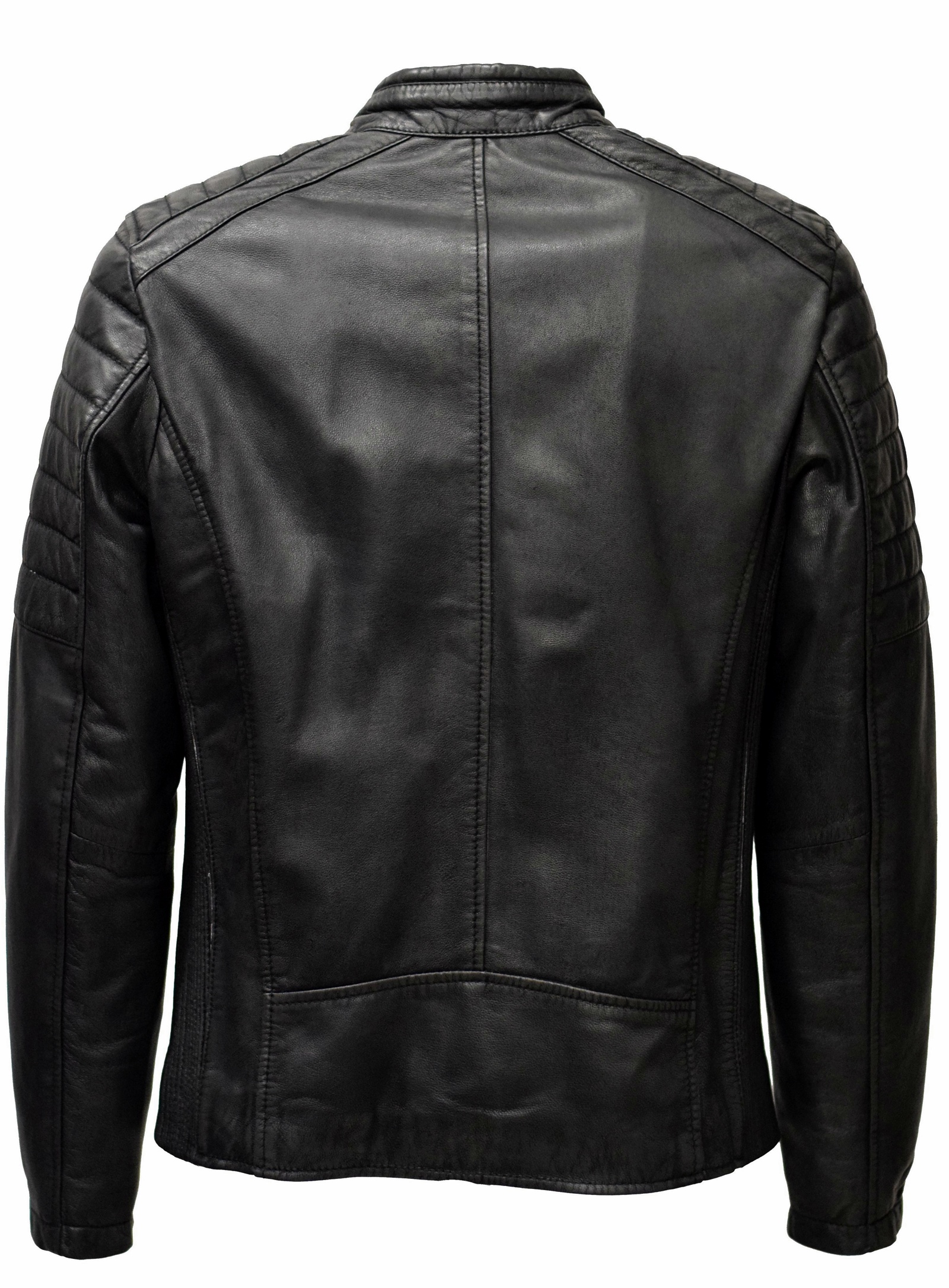 Herren Lederjacke Lucas gesteppt in washed Anthrazit