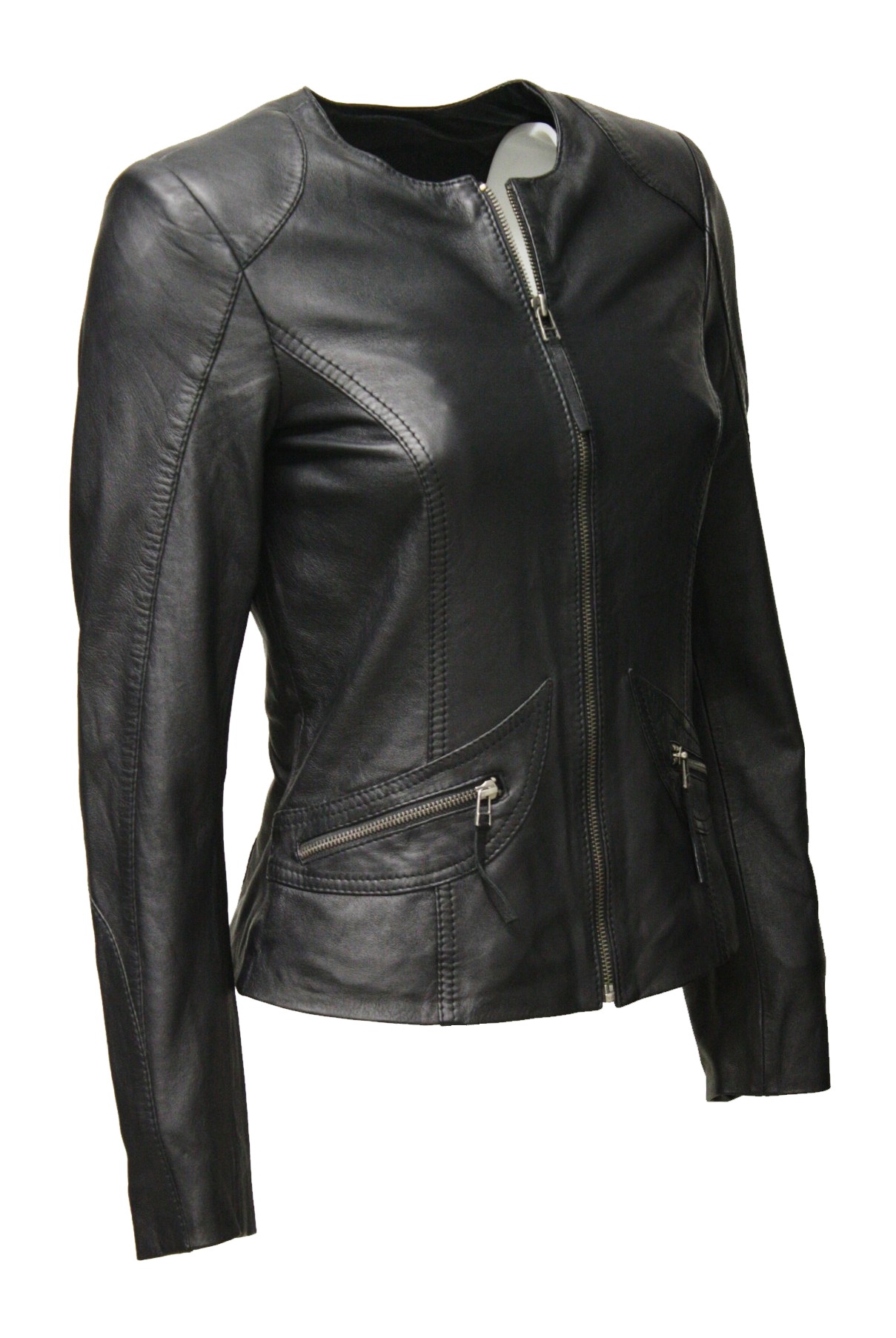 Damen Lederjacke "BEA" in washed Schwarz