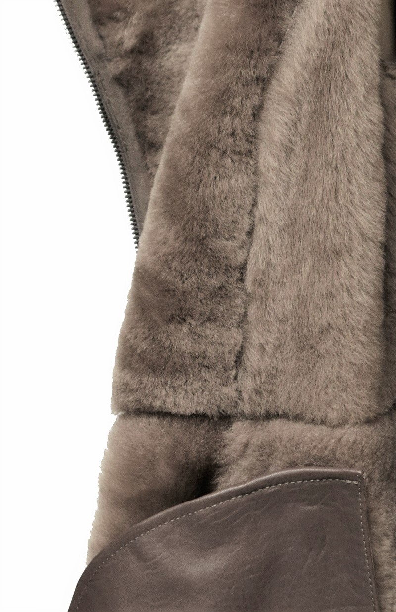 Damen Lammfellmantel MDW-807 in Taupe