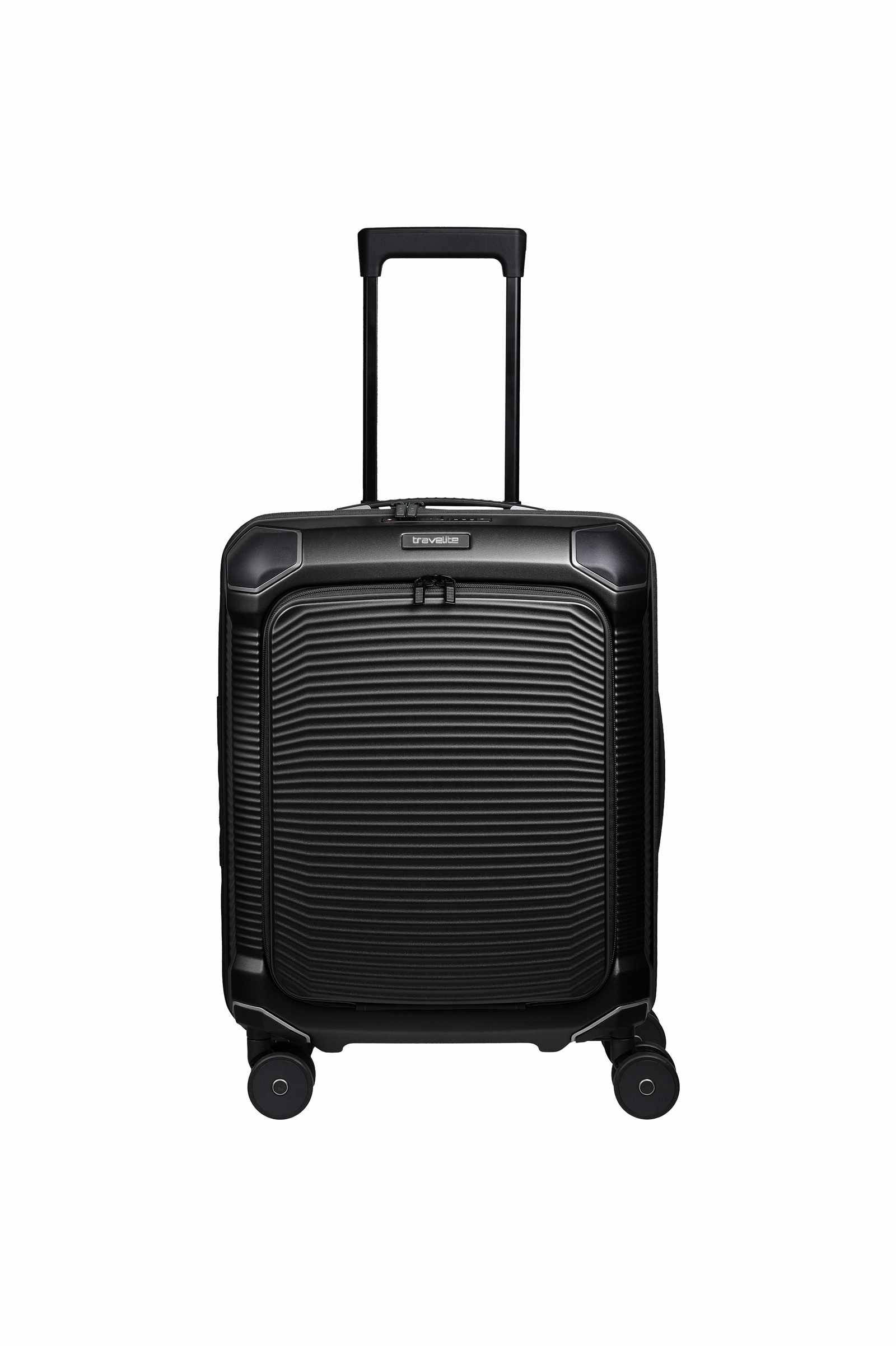 Travelite Koffer Millenium Vortasche 4 Rollen Trolley 55 cm S+ Schwarz