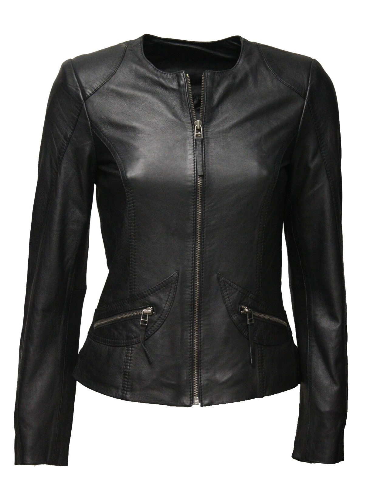 Damen Lederjacke "BEA" in washed Schwarz
