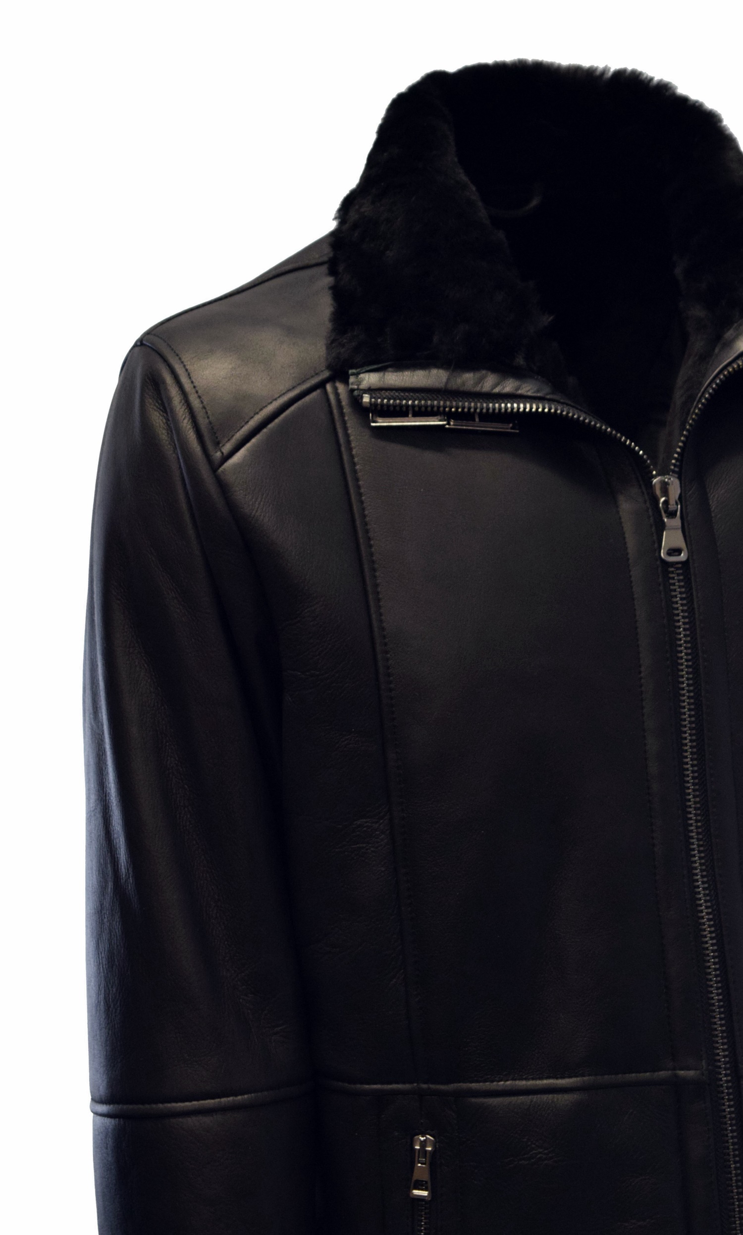 Herren Lammfelljacke Nellson in Schwarz