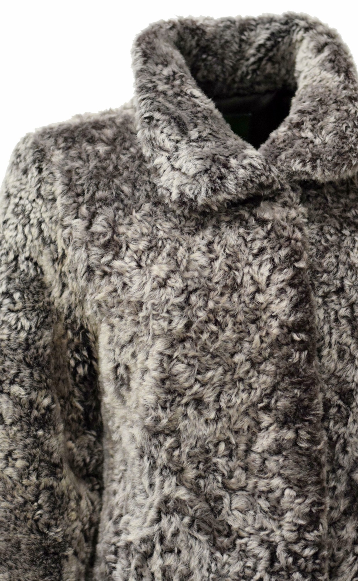Damen Felljacke Irbid Curly-Lammfell in Grau Braun