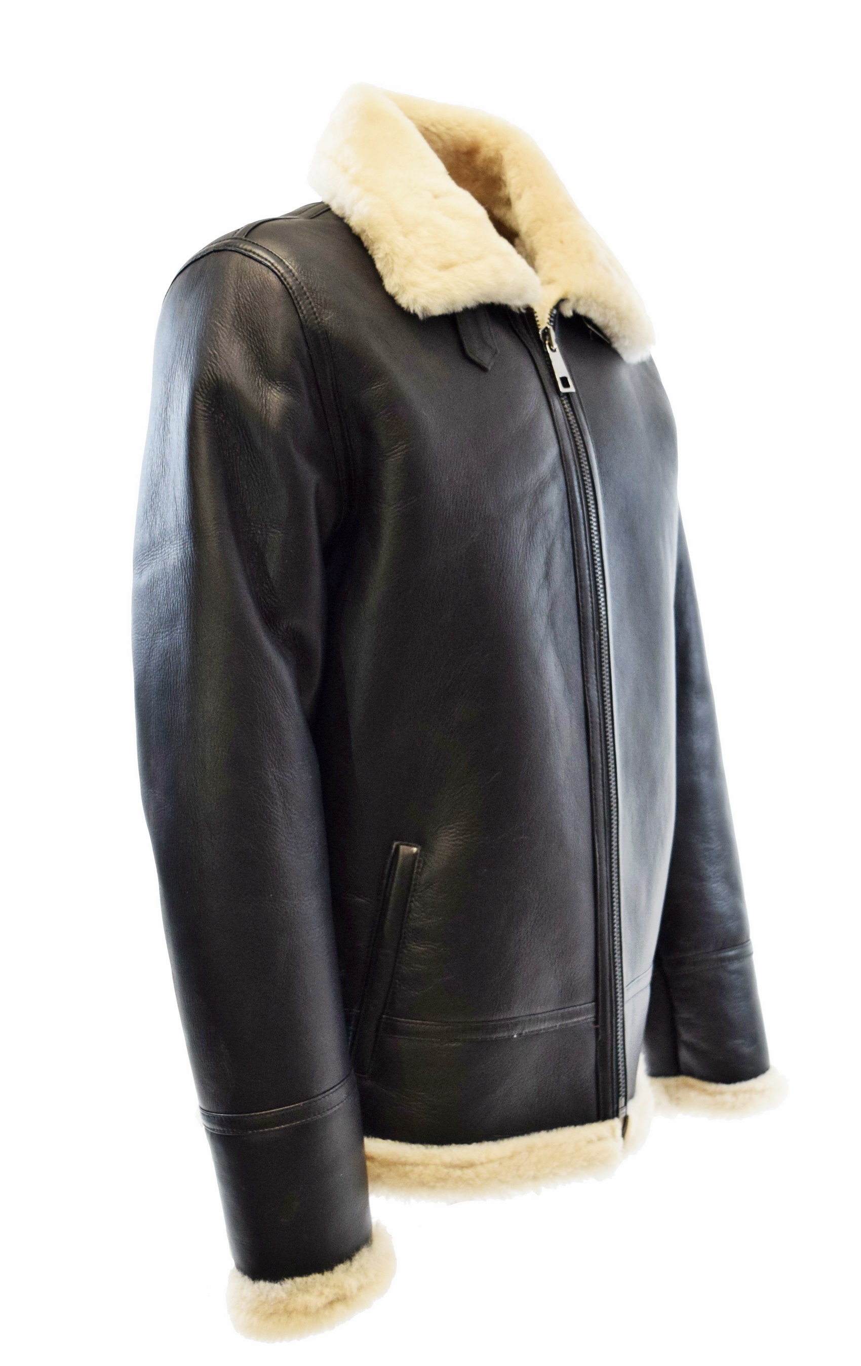 Herren Lammfelljacke Bomber Toni in Schwarz