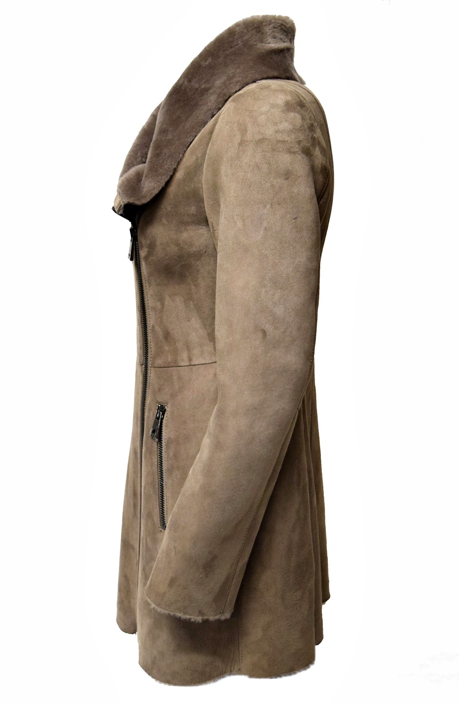 Levinsky Damen Lammfellmantel Shearling in Taupe Grau