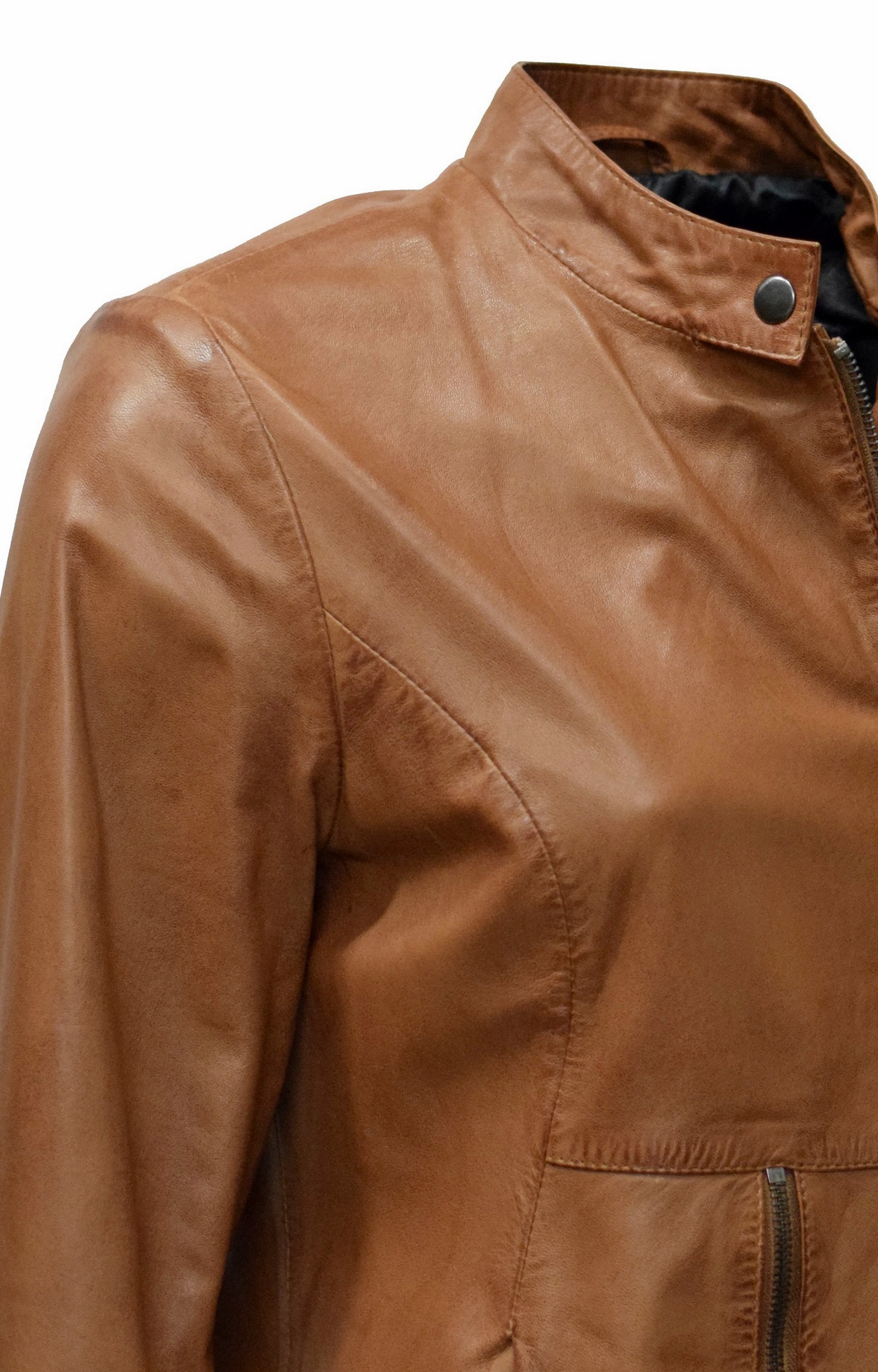 Damen Lederjacke Sofia in washed Cognac