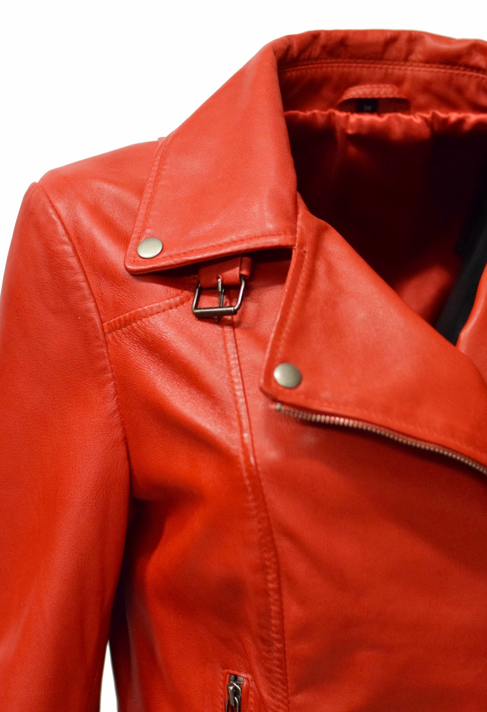 Damen Lederjacke Mala in washed Rot