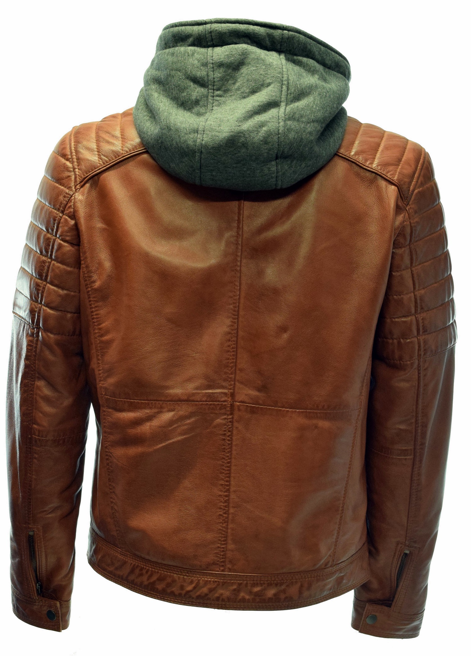 Herren Lederjacke Carlo gesteppt in washed Cognac