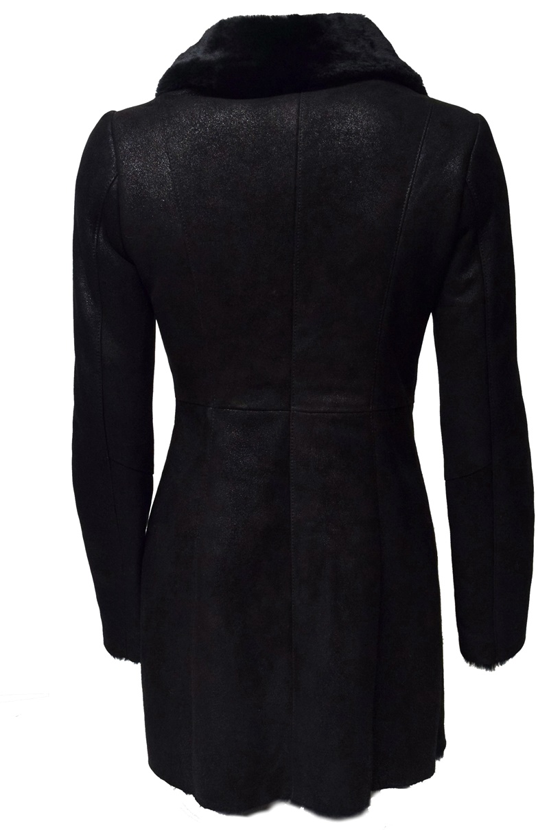 Damen Lammfellmantel Shearling in Schwarz