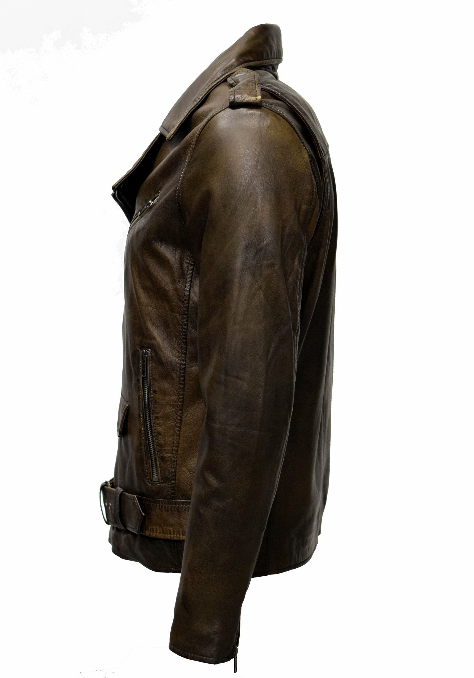 Herren Biker Lederjacke Marcel in vintage Moccabraun