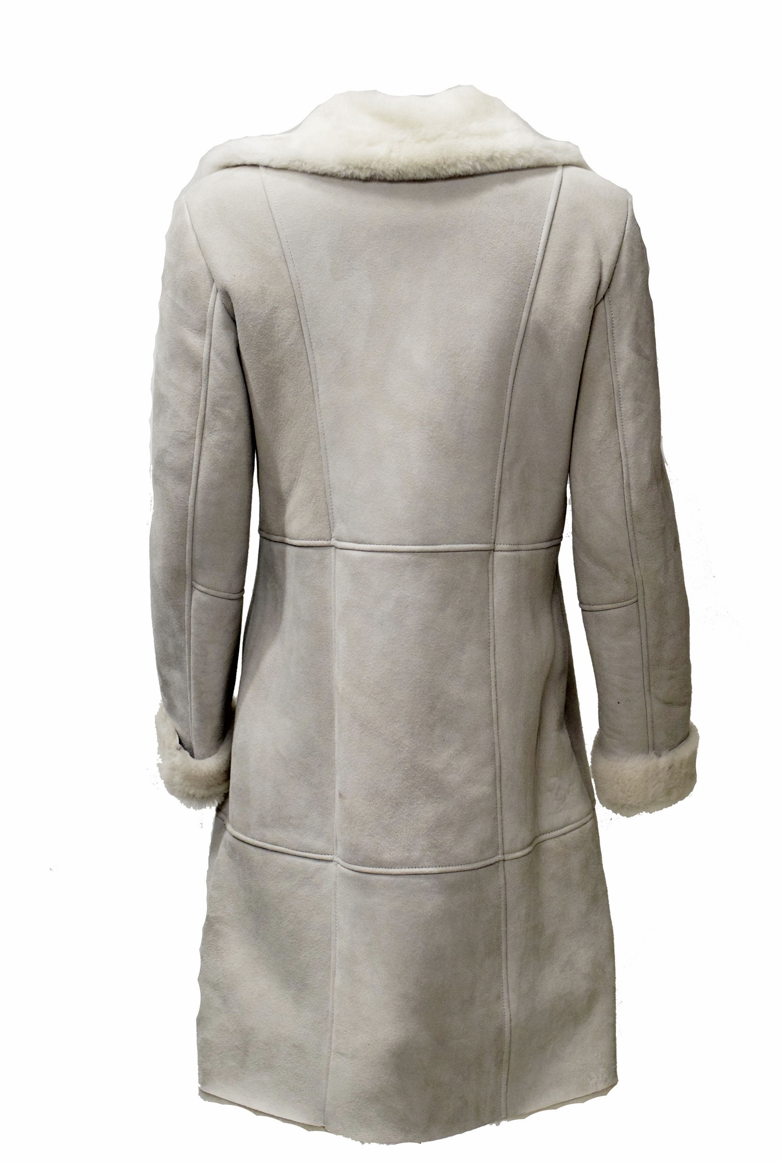 Damen Lammfellmantel Marie in Velour Hellgrau