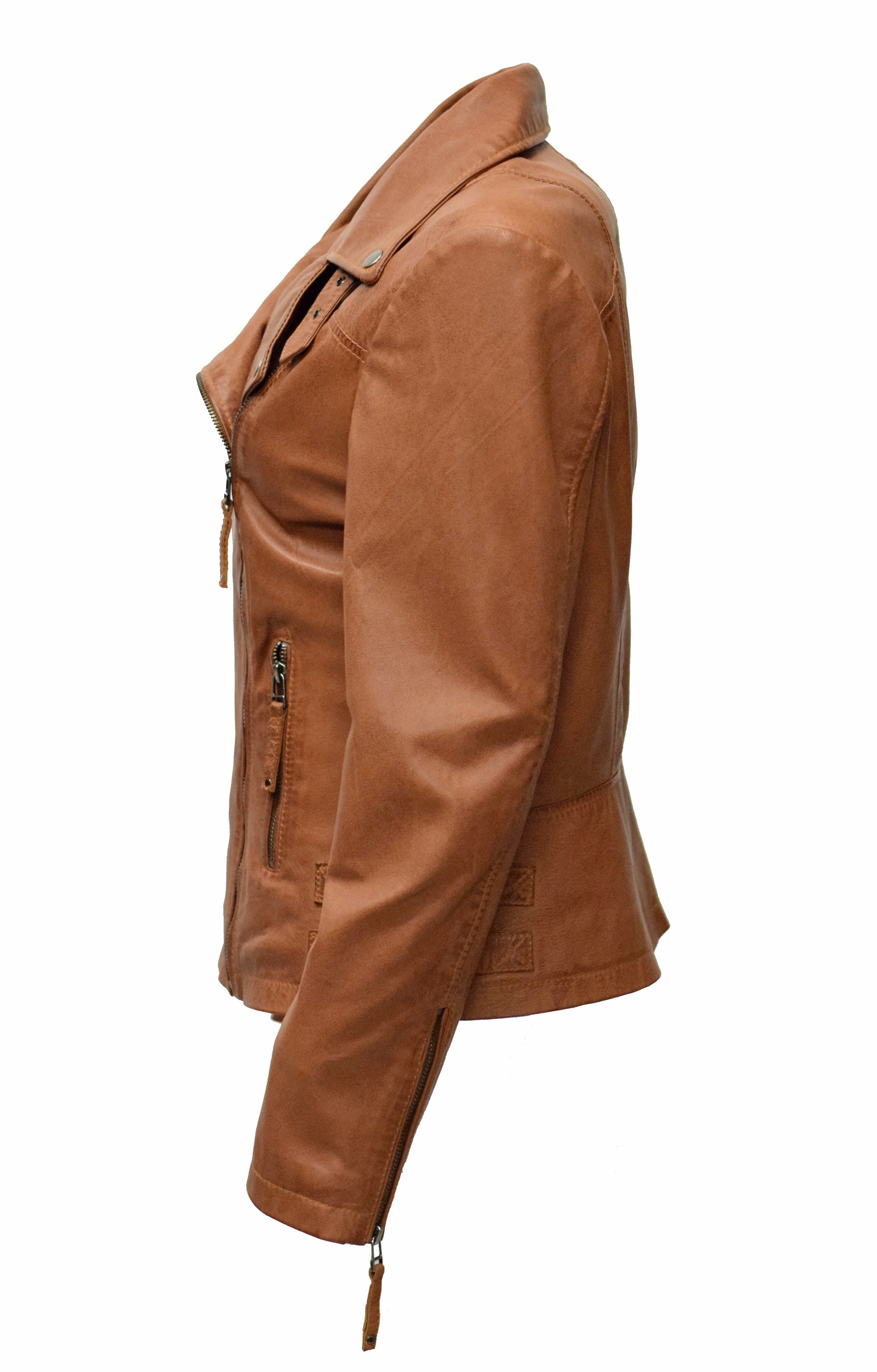 Damen Lederjacke Mala in washed Cognac
