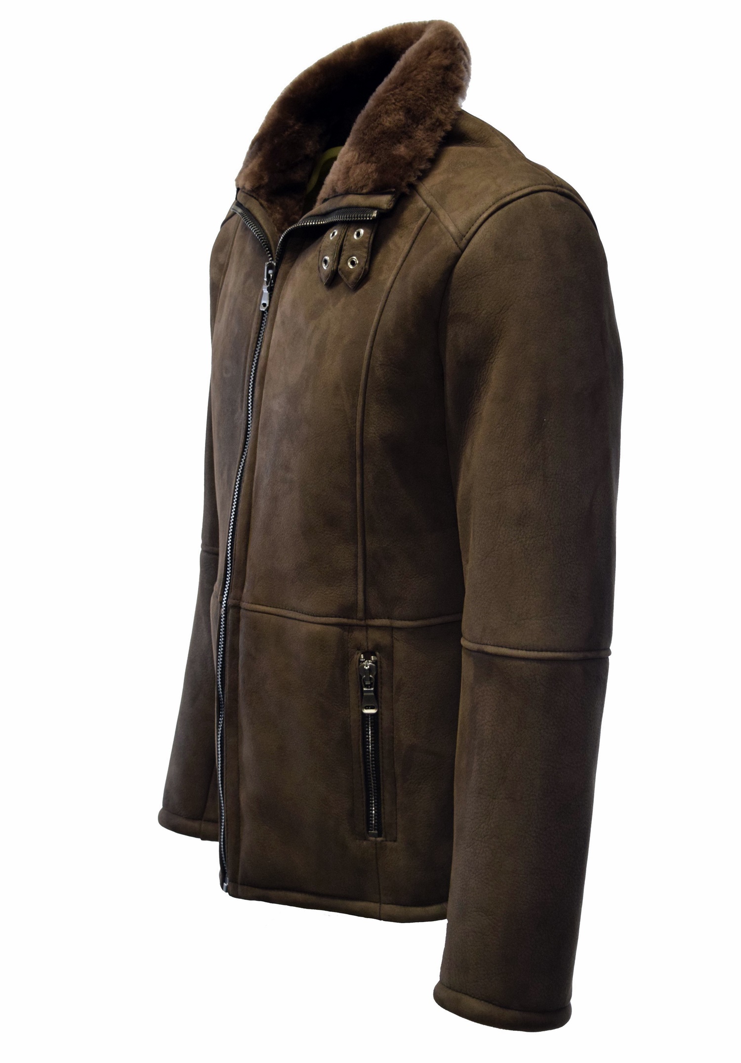 Herren Velour Lammfelljacke Nellson in Dunkelbraun