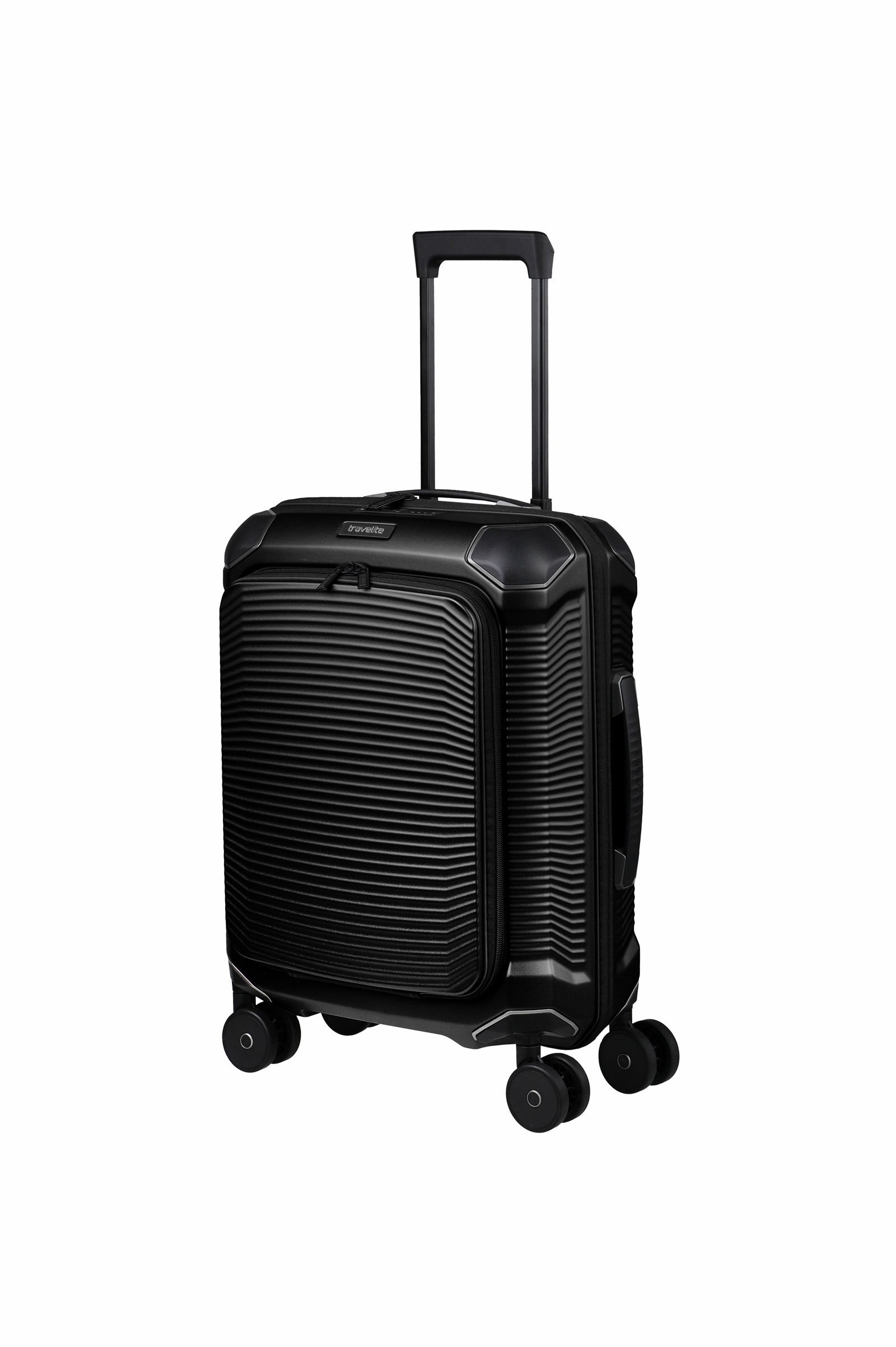Travelite Koffer Millenium Vortasche 4 Rollen Trolley 55 cm S+ Schwarz
