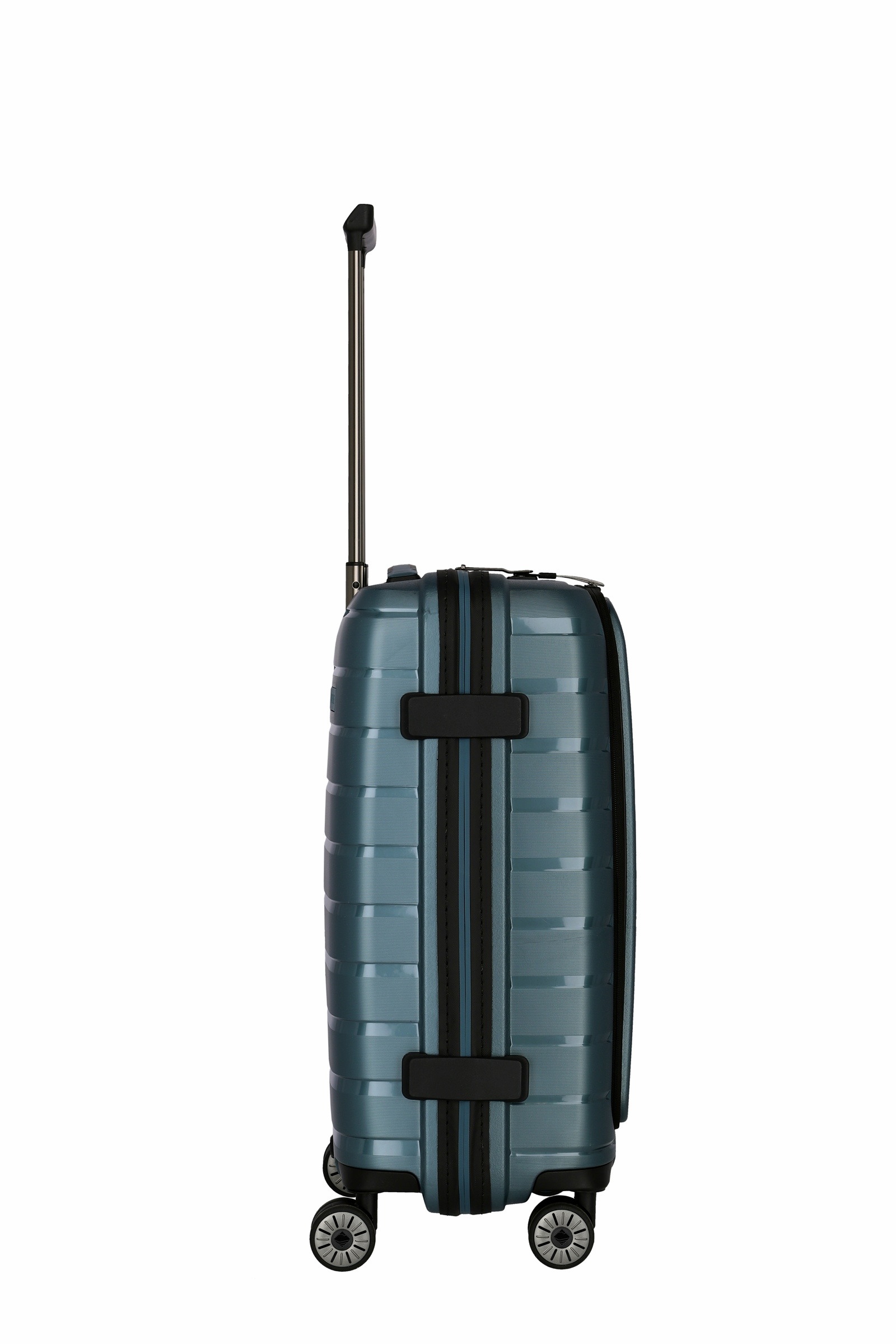 Travelite Koffer Air Base Vortasche 4 Rollen Trolley 55 cm S+ Eisblau
