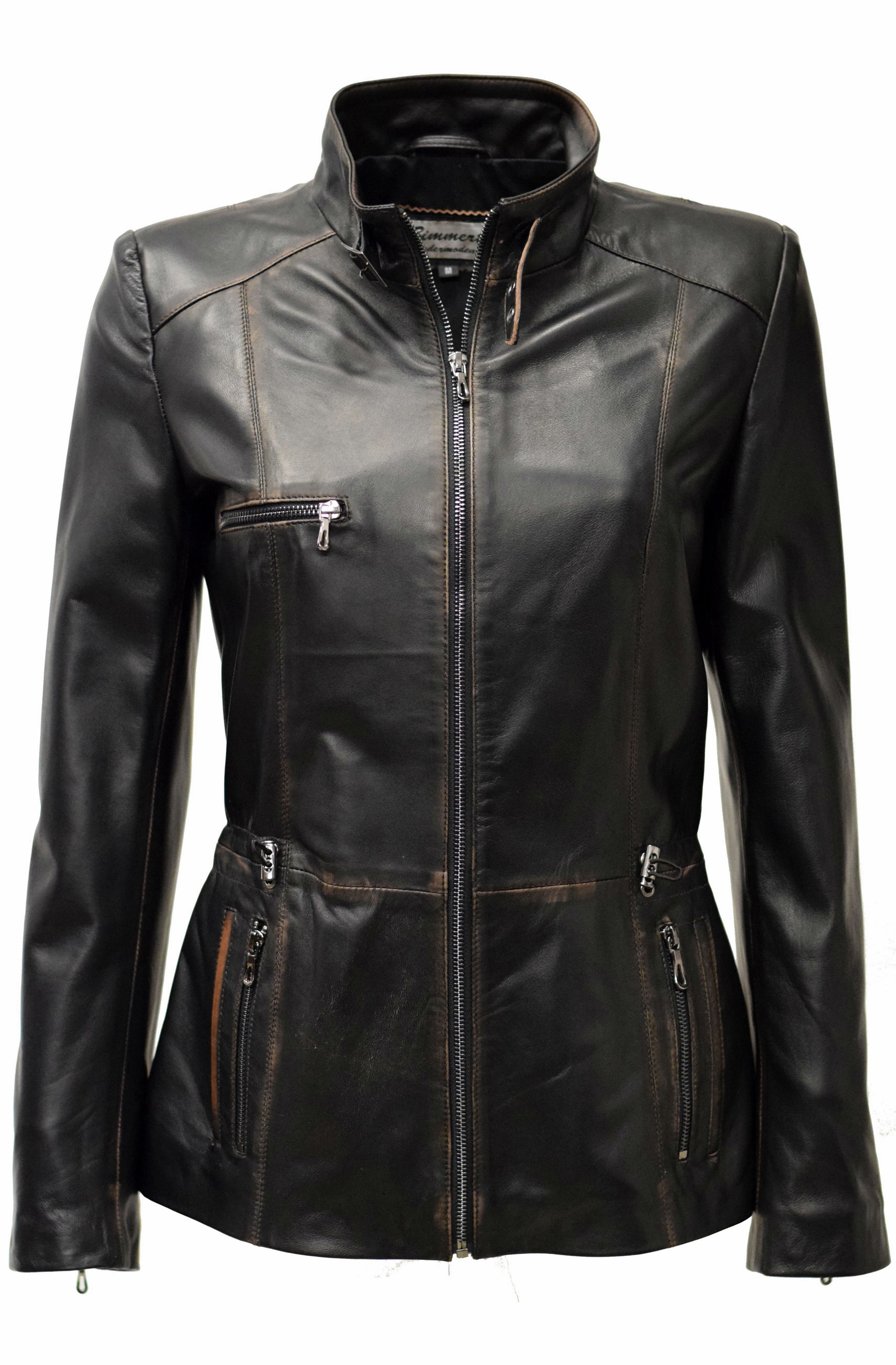 Damen Lederjacke Ressi in alligator Fine Schwarz