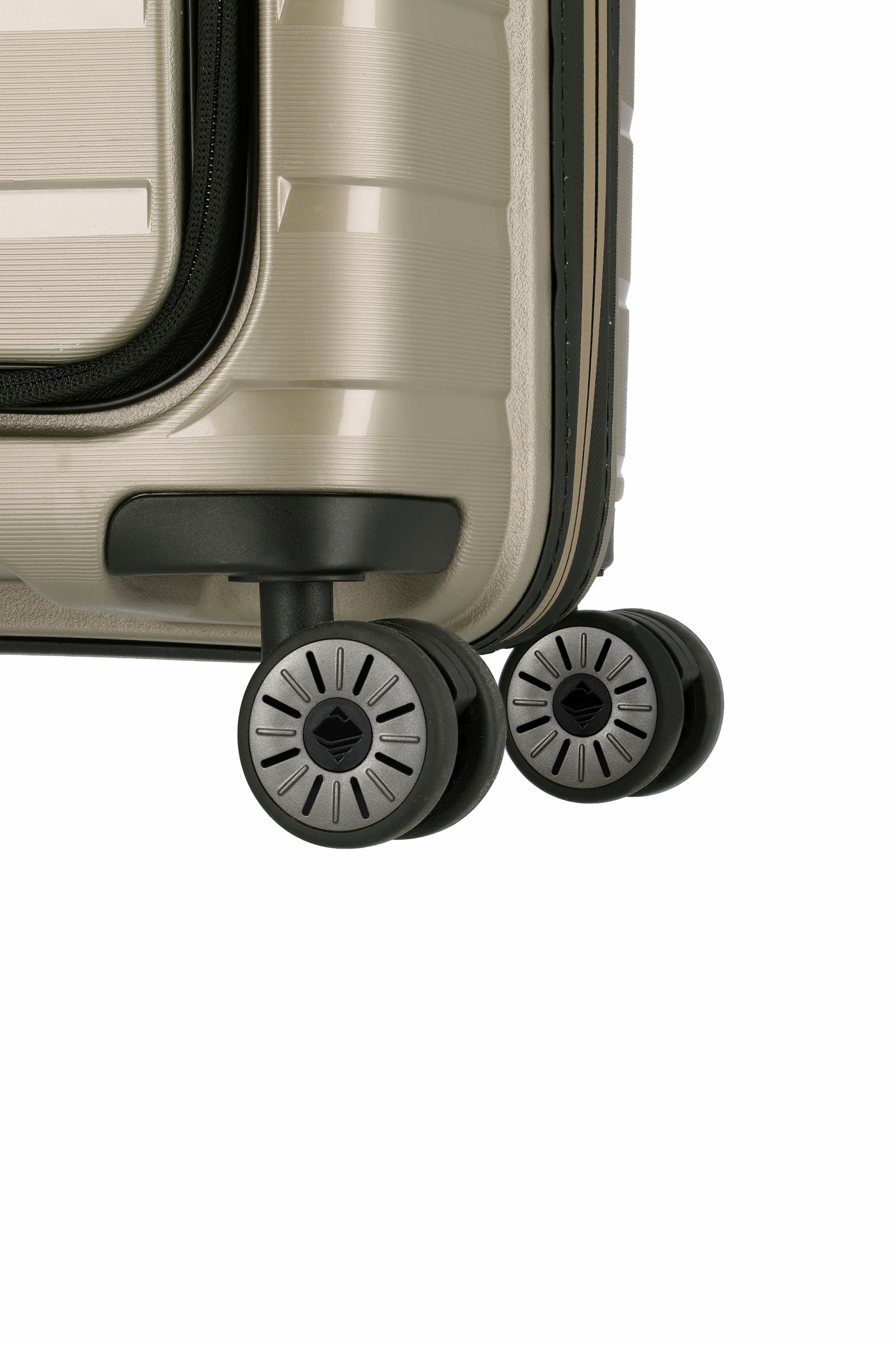 Travelite Koffer Air Base Vortasche 4 Rollen Trolley 55 cm S+ Champagner