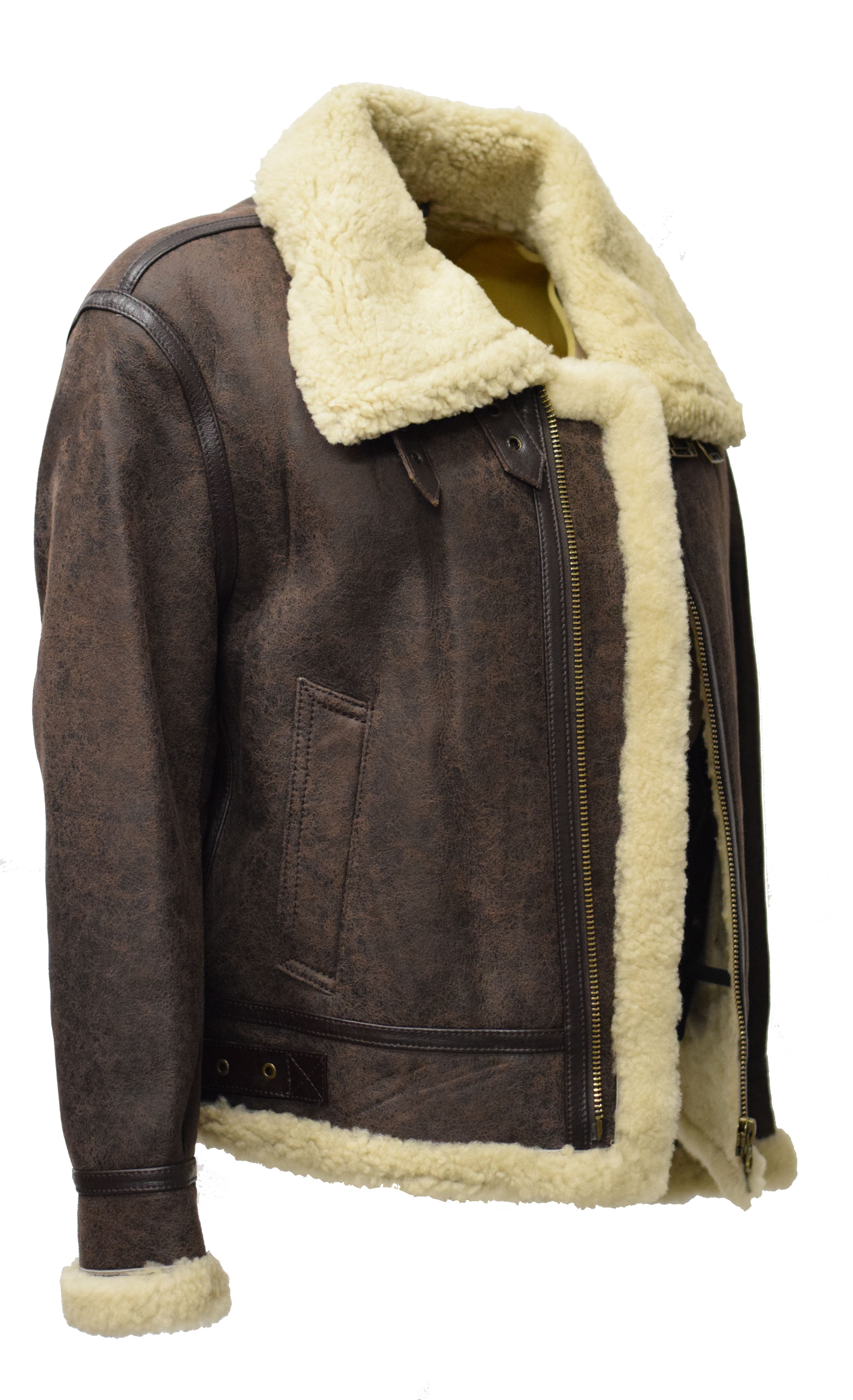 Damen Lederjacke Lammfelljacke Javote in antik Dunkelbraun
