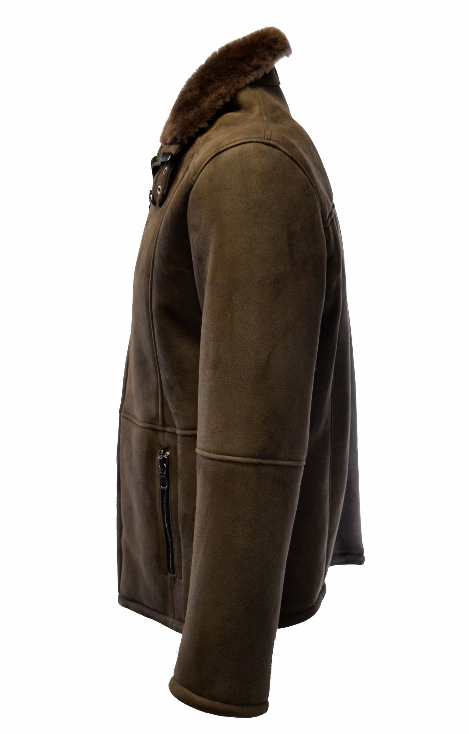 Herren Velour Lammfelljacke Nellson in Dunkelbraun
