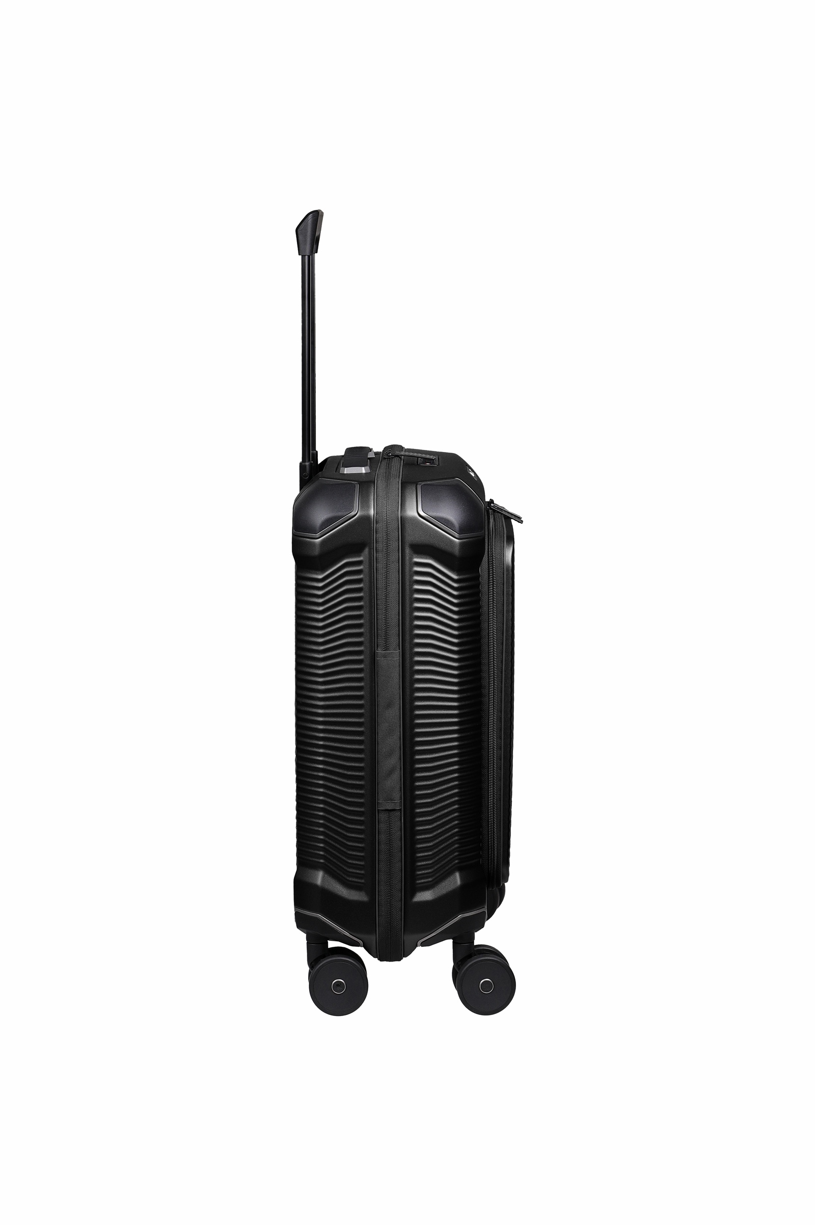 Travelite Koffer Millenium Vortasche 4 Rollen Trolley 55 cm S+ Schwarz