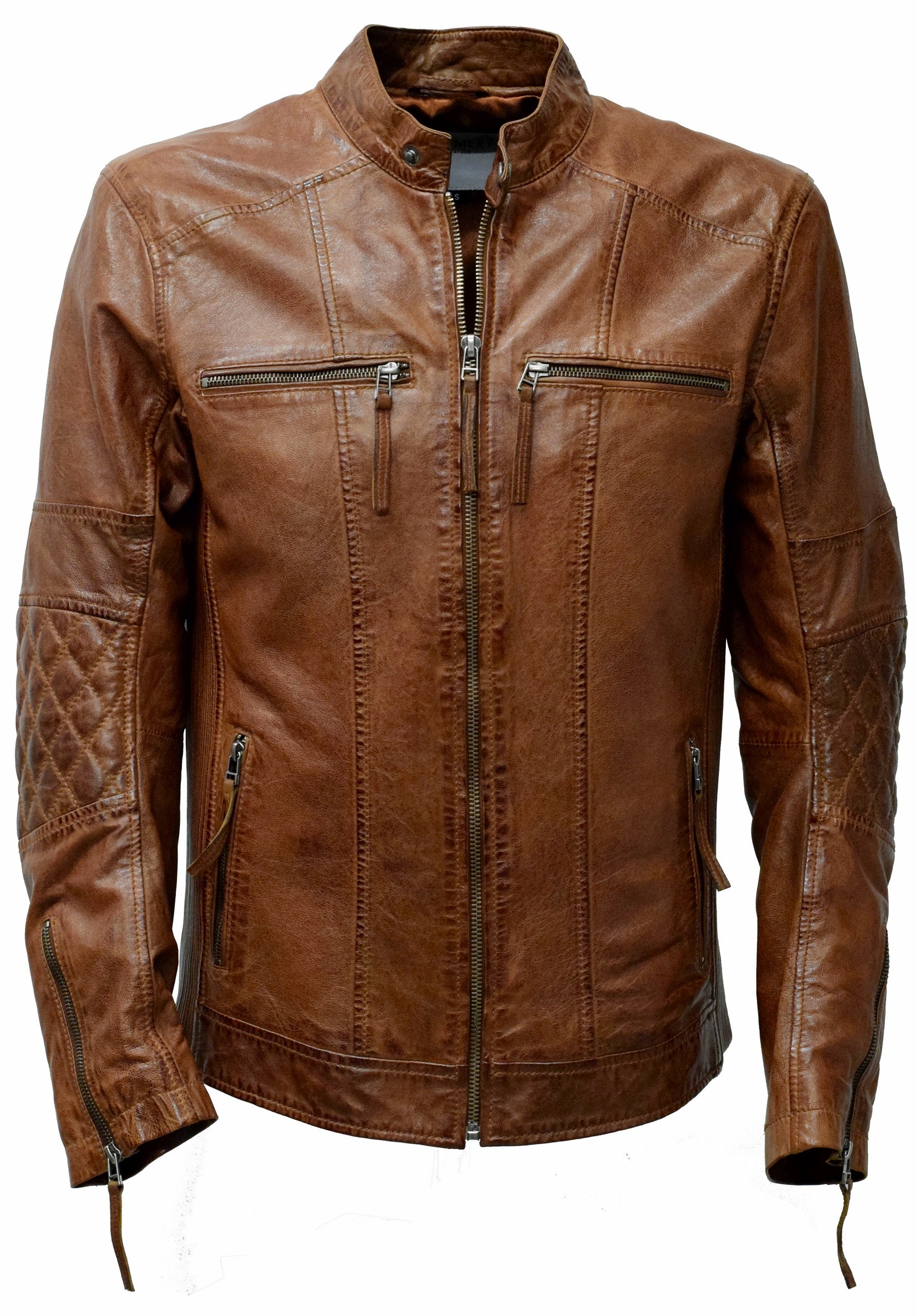 Herren Lederjacke Marco gesteppt in washed Whiskey