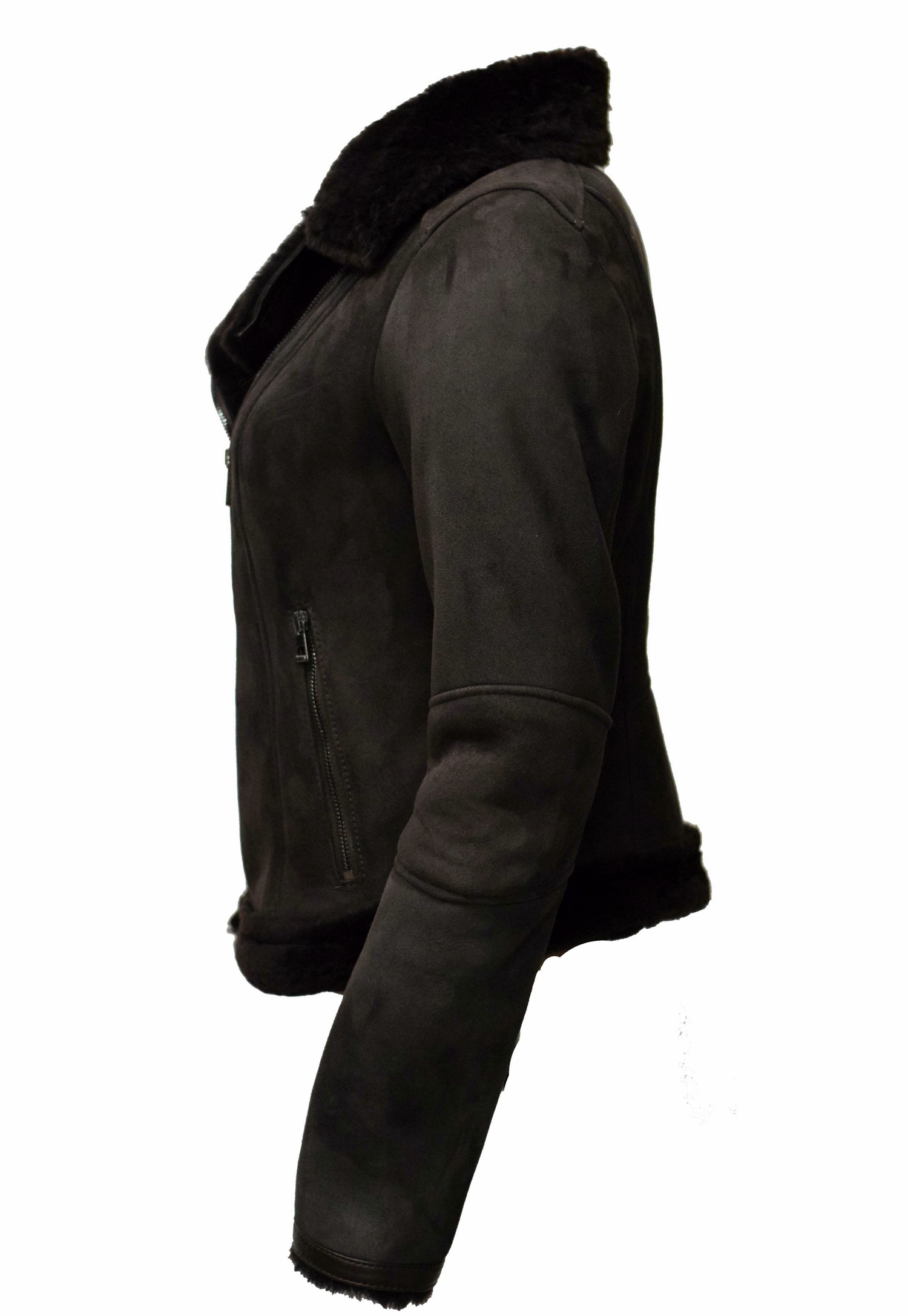 Damen Lammfelljacke Elsa in Schwarzbraun