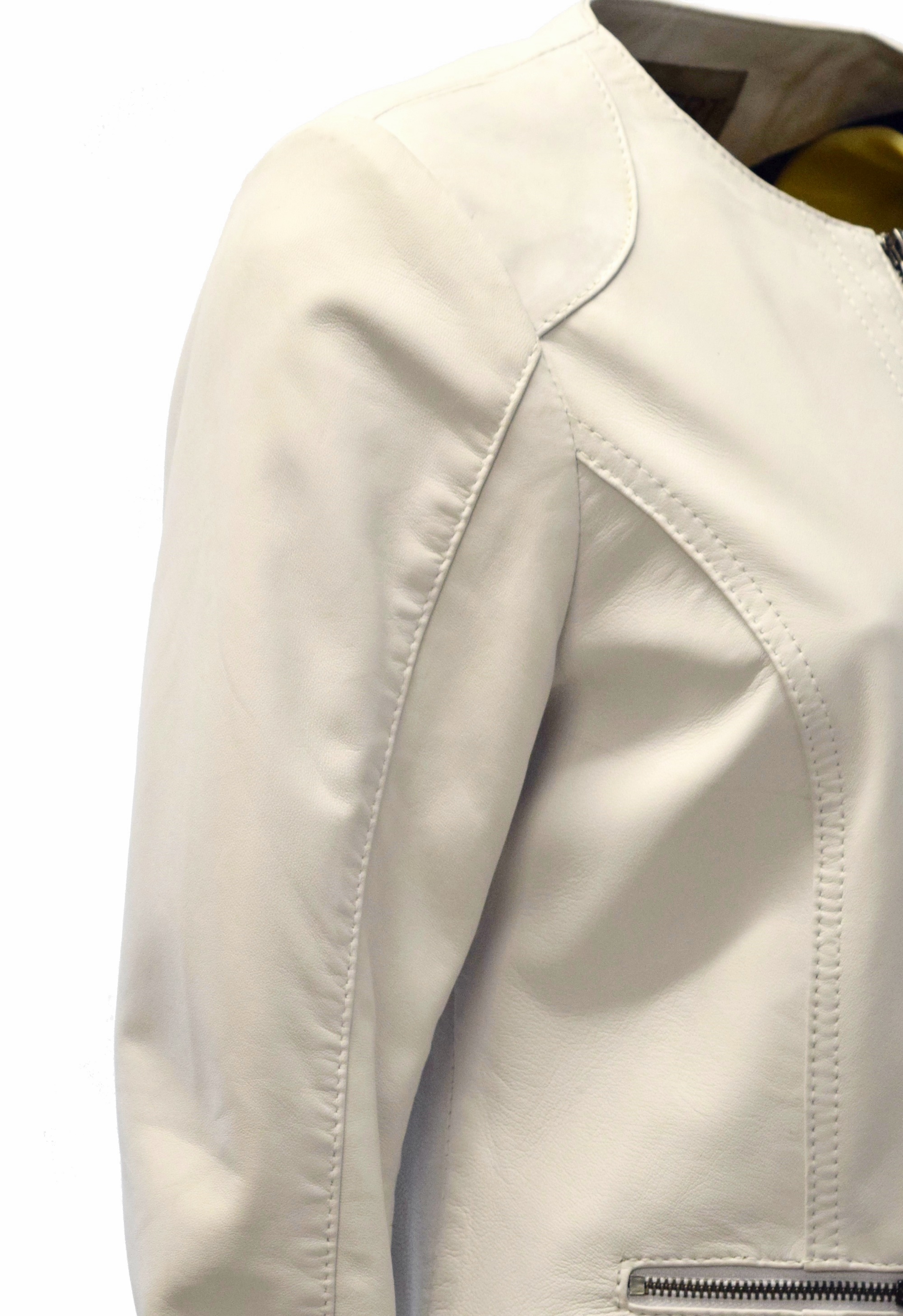 Damen Lederjacke Ena washed Weiss