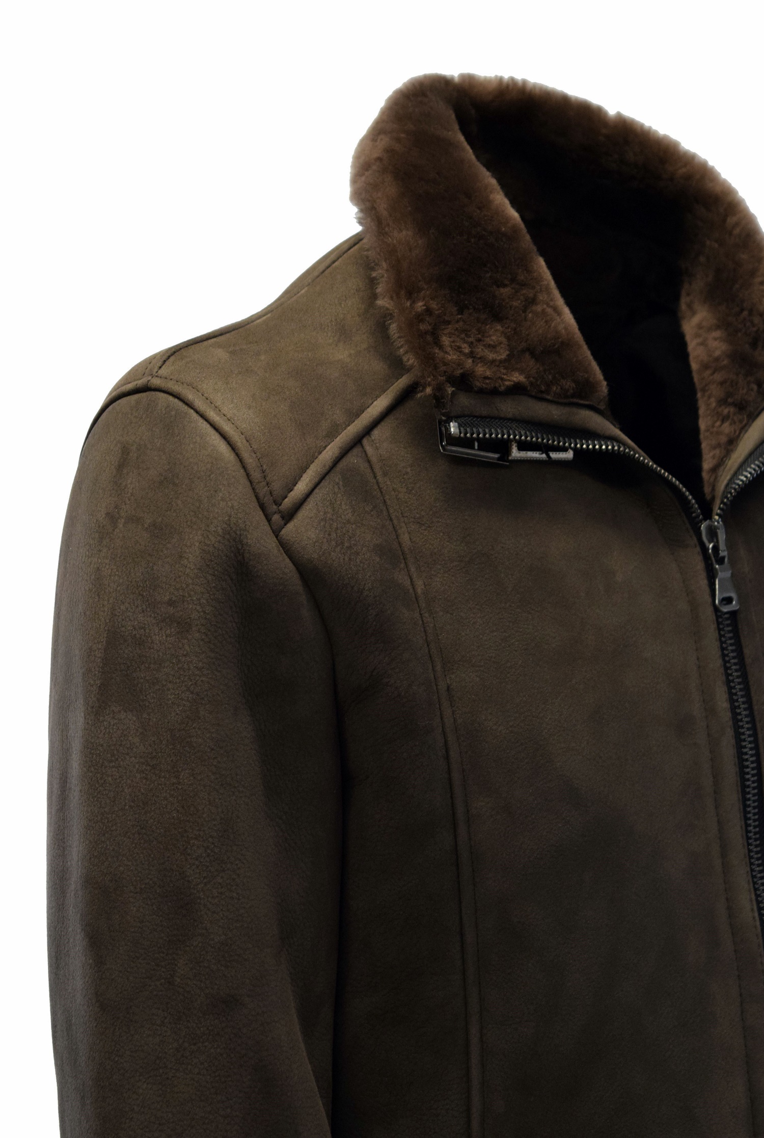 Herren Velour Lammfelljacke Nellson in Dunkelbraun