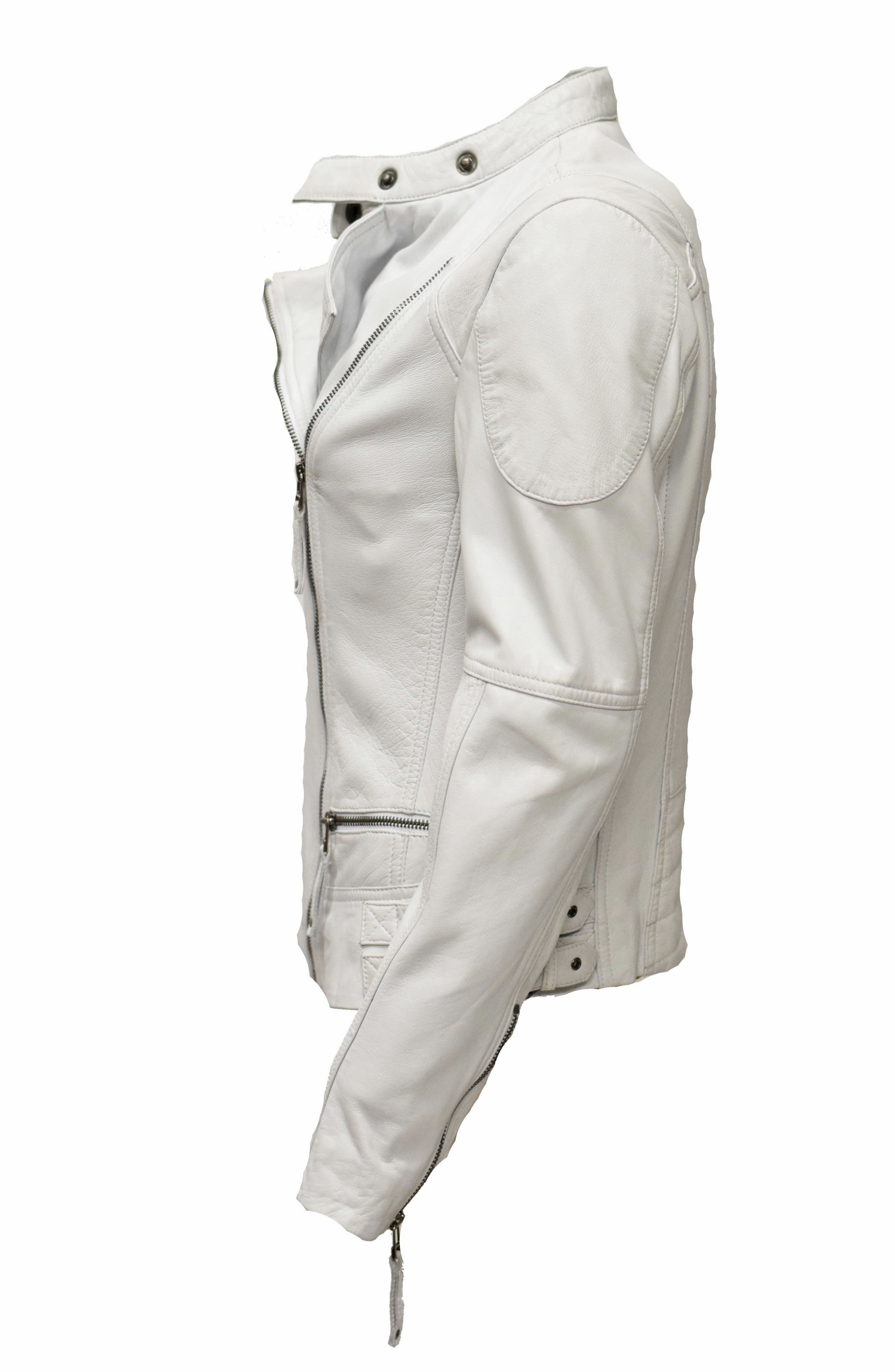 Damen Biker Lederjacke Jess in washed Weiss