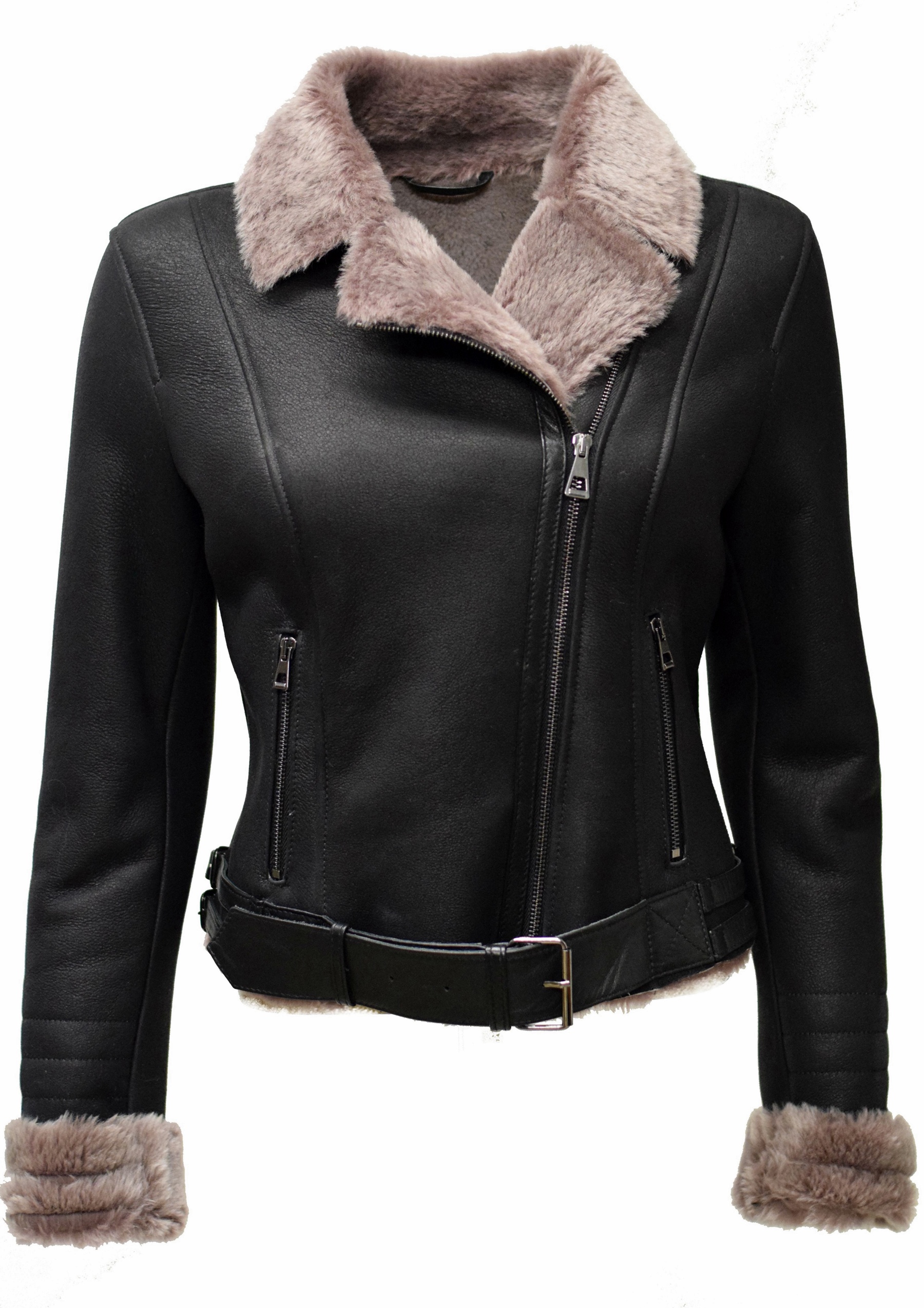 Damen Lammfelljacke Valentina Shearling Schwarz