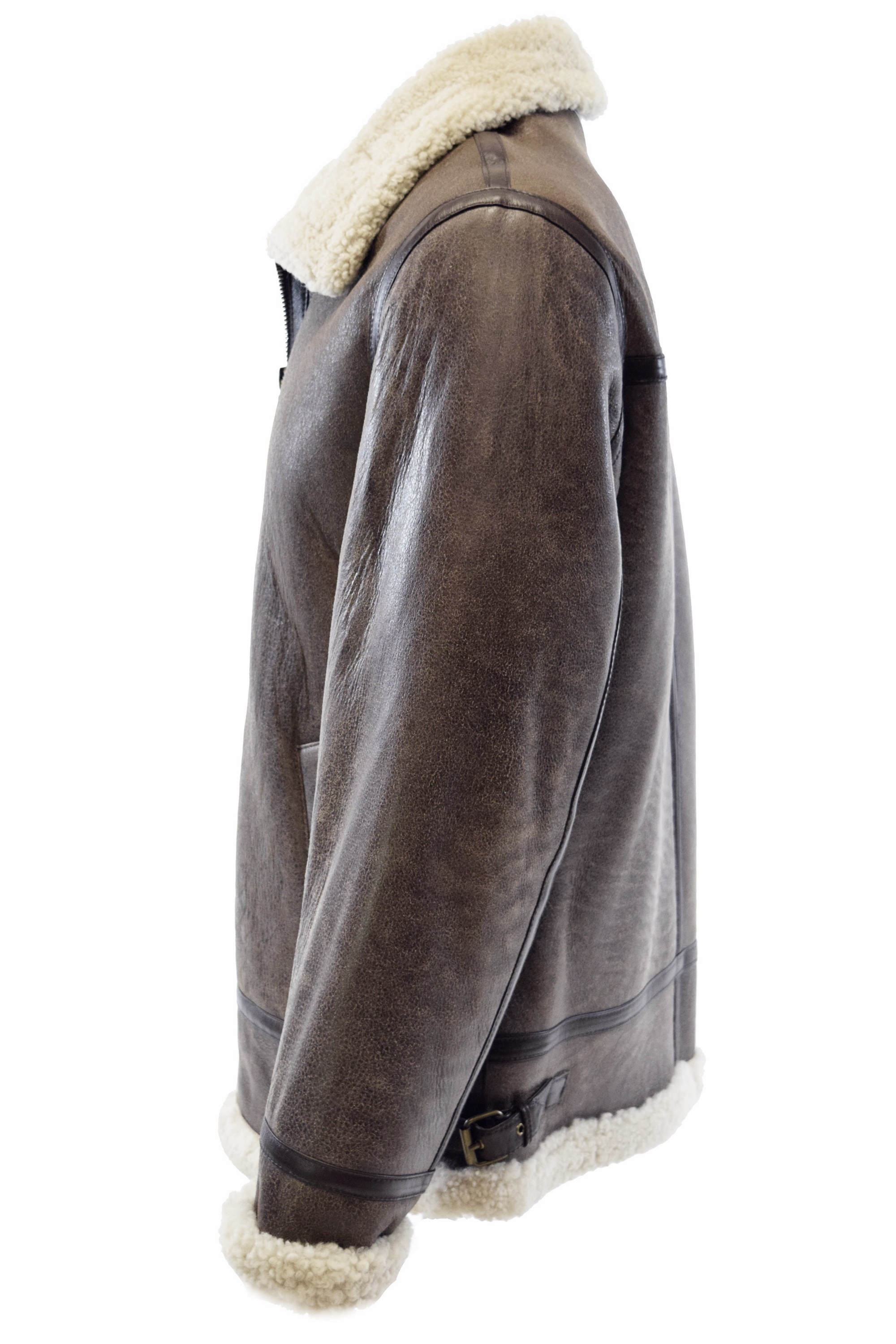 Herren Lammfelljacke Bomber Will in Steinbraun