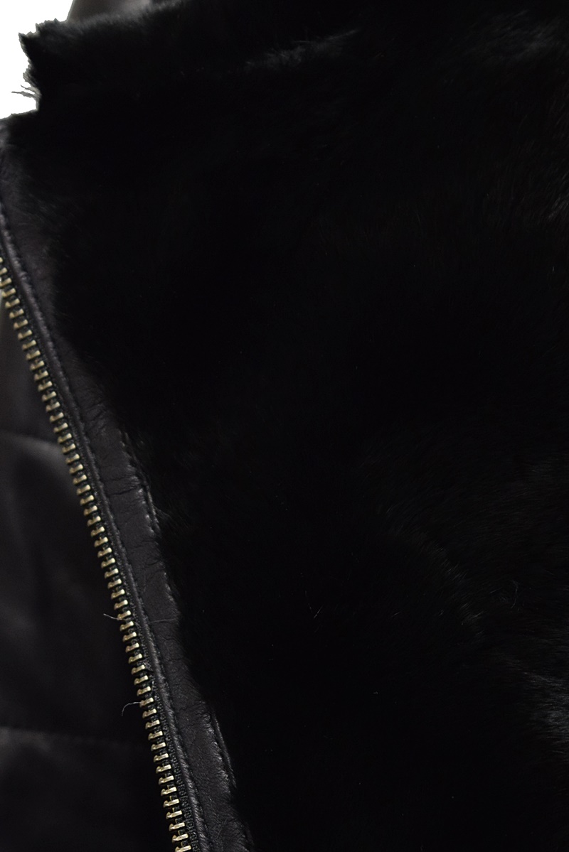 Damen Ledermantel Cindy mit Kapuzenkragen in Schwarz