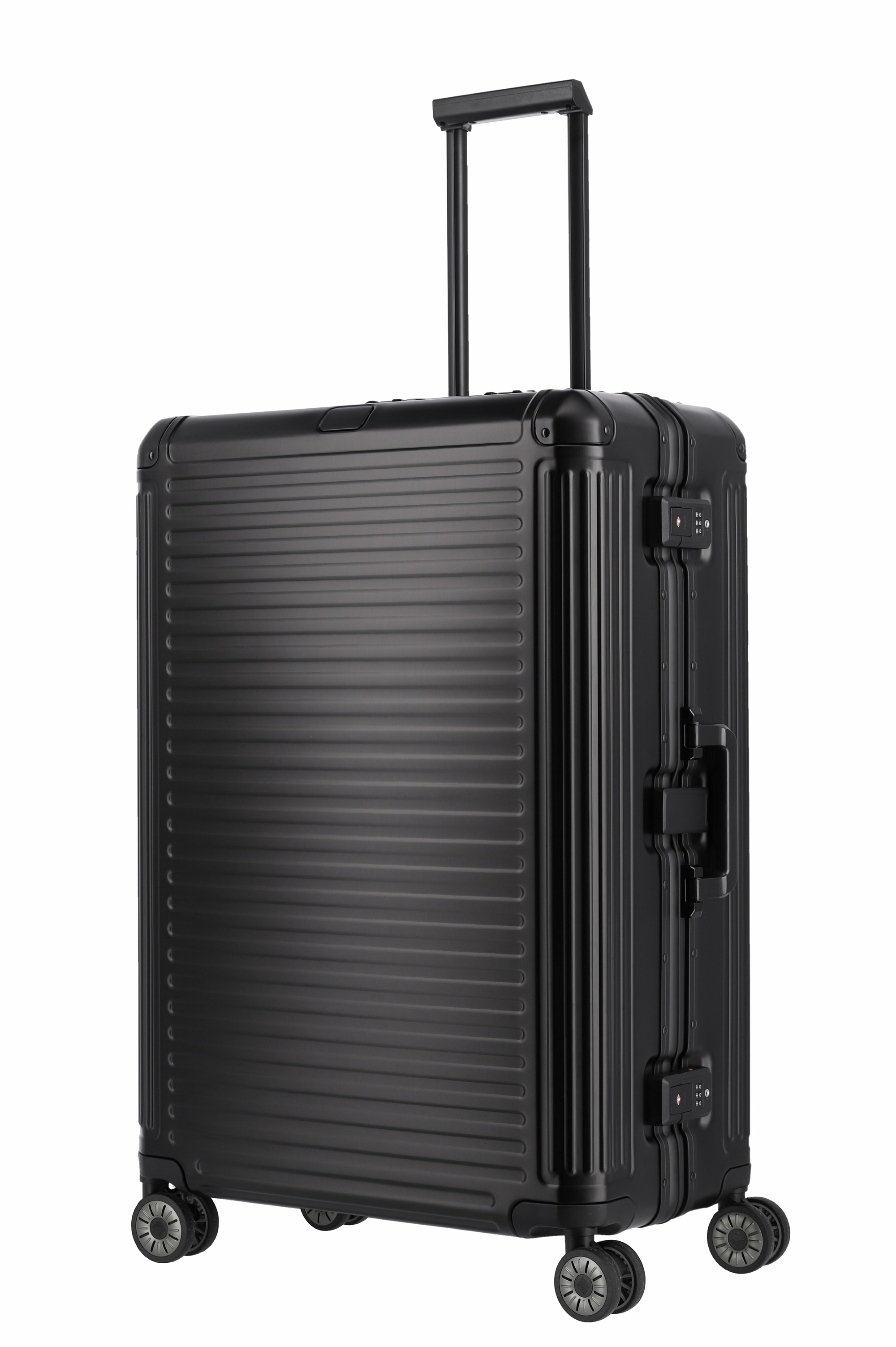 Travelite Aluminium Koffer Next L 77 cm mit 4 Rollen Schwarz