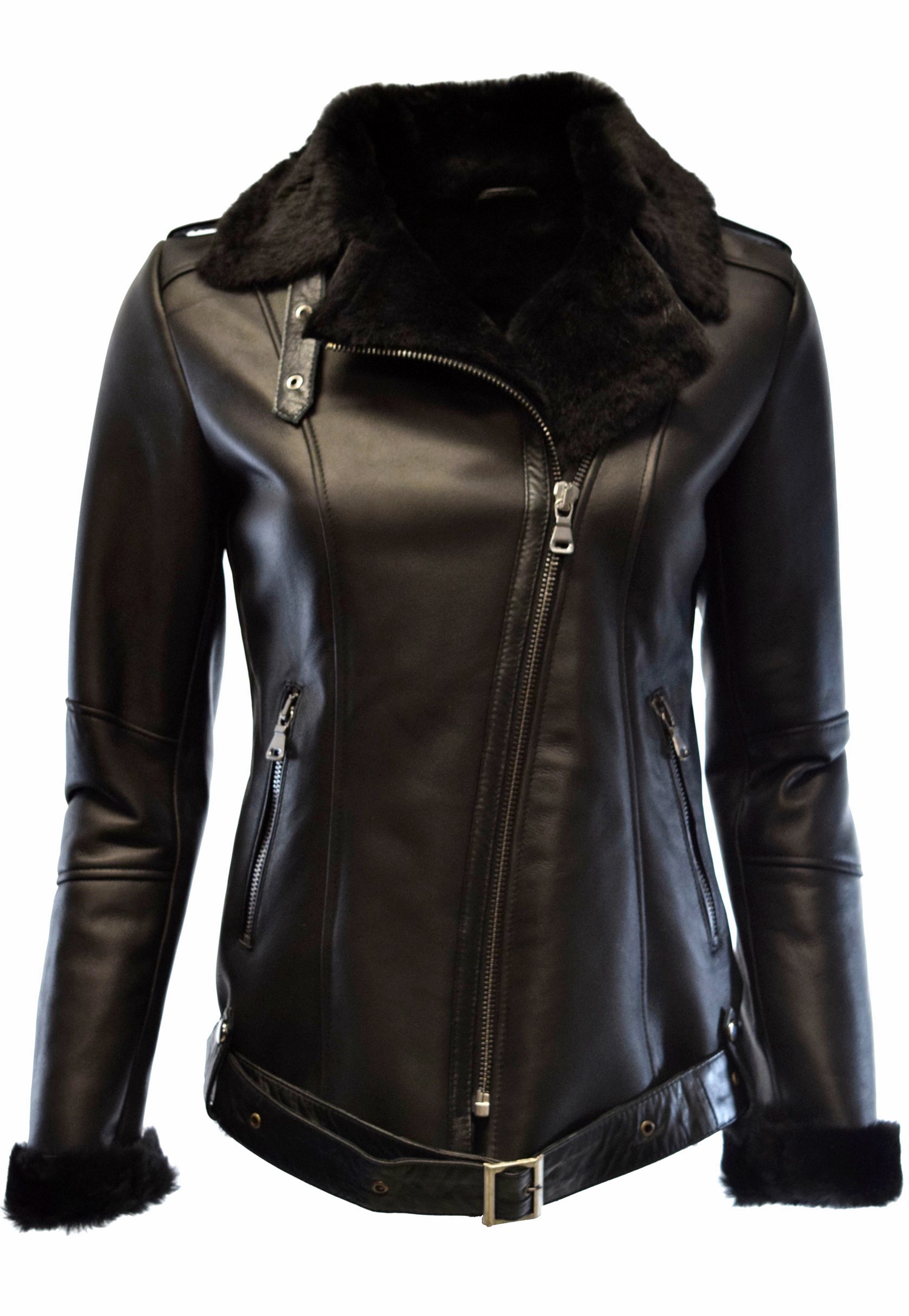 Damen Lammfelljacke Carla Shearling Schwarz