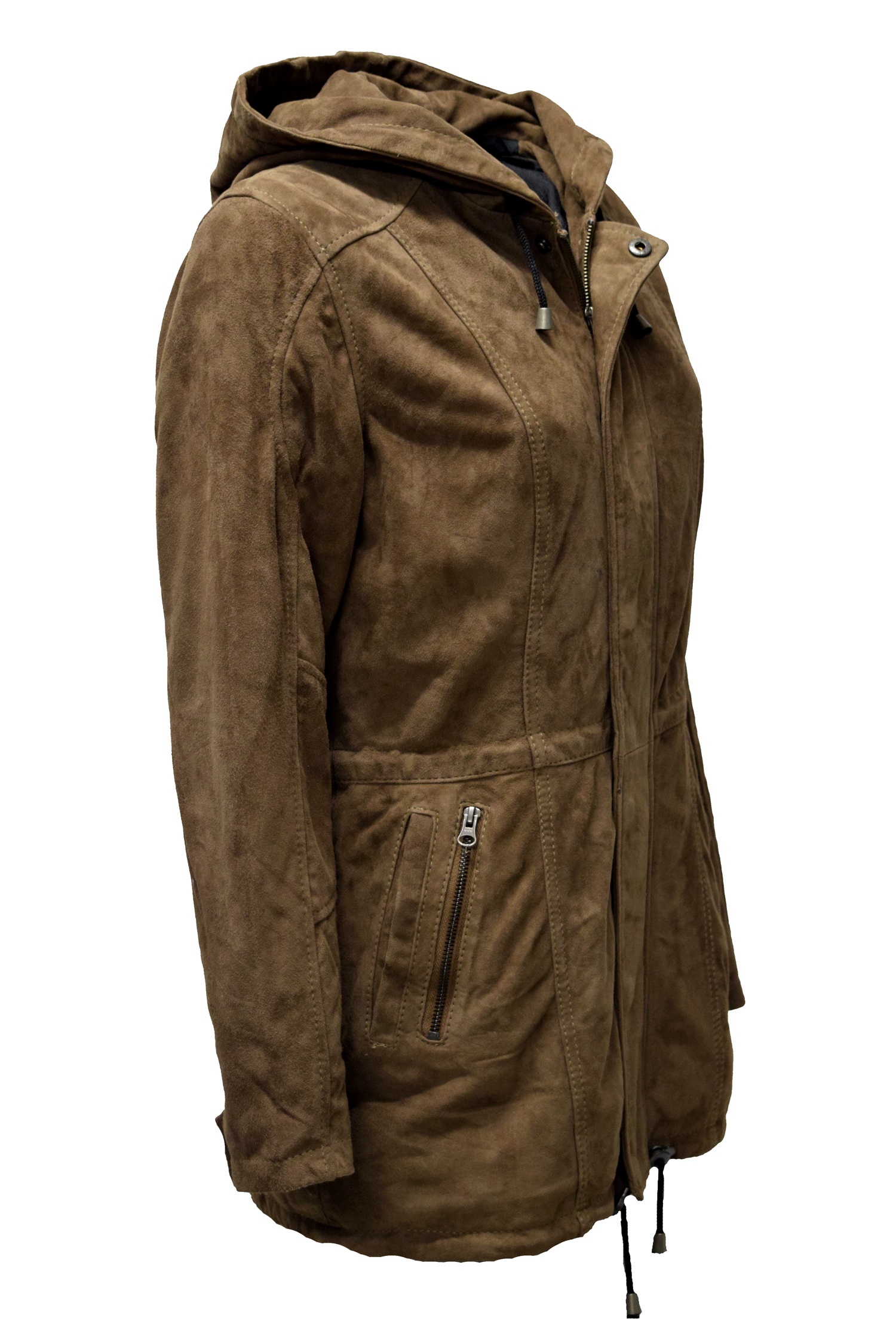 Damen Ziegenvelour Lederjacke Josefine in Schlamm