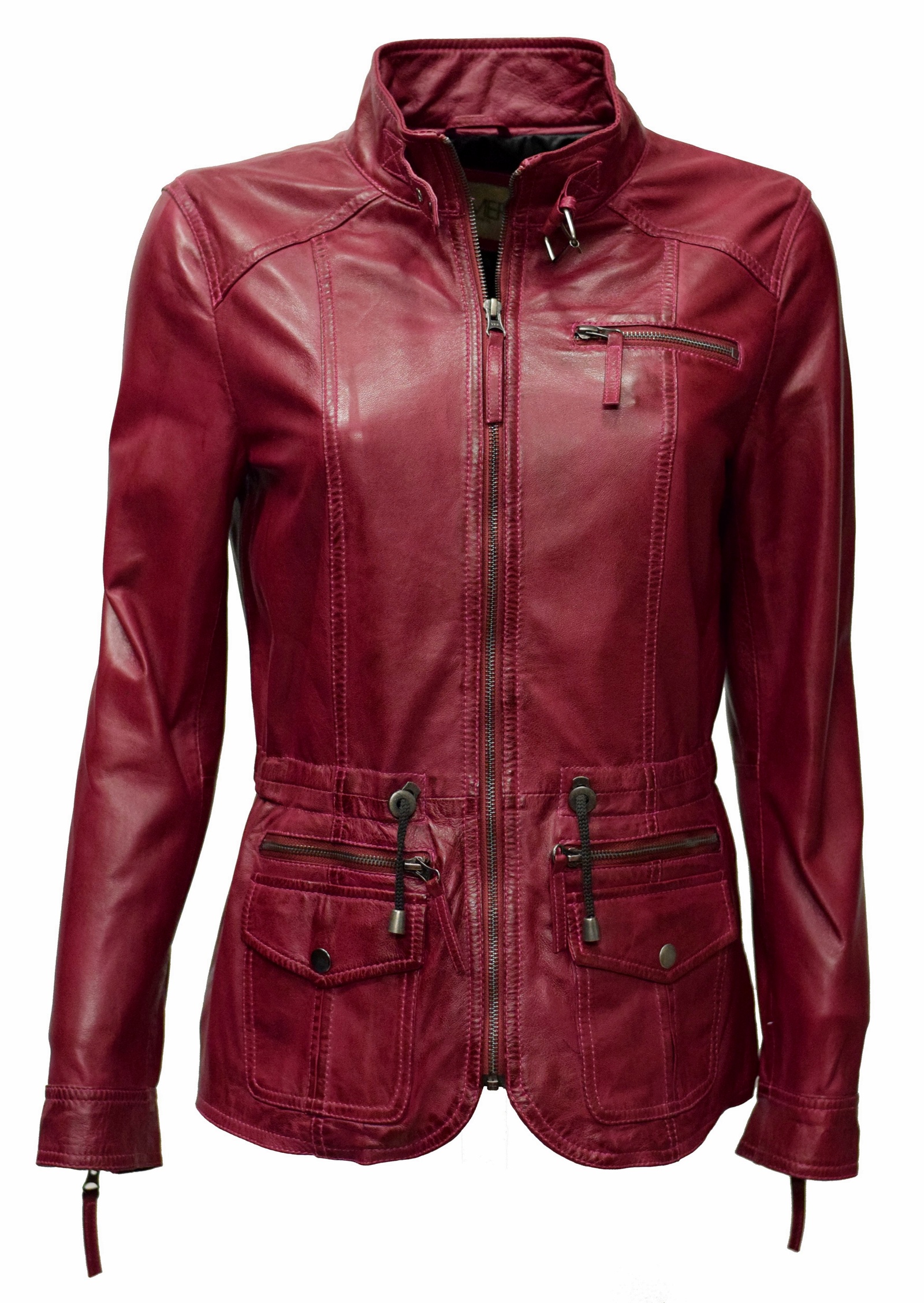 Damen Lederjacke Lana in washed Amaranth Rot
